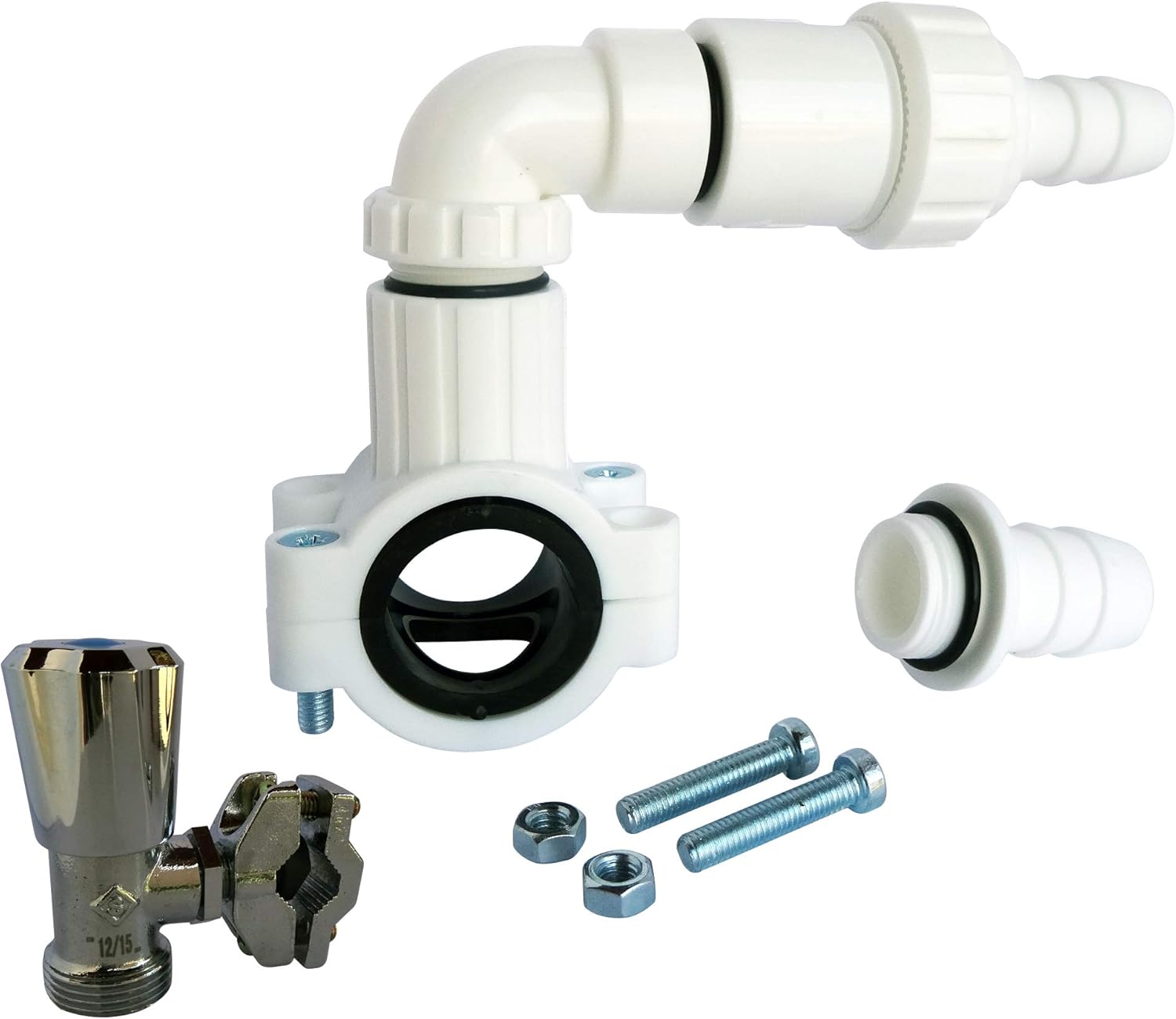 SOMATHERM WC Anschluss-Set Mit Hahn & Schlauch - 1/4 Drehgelenk Nickel