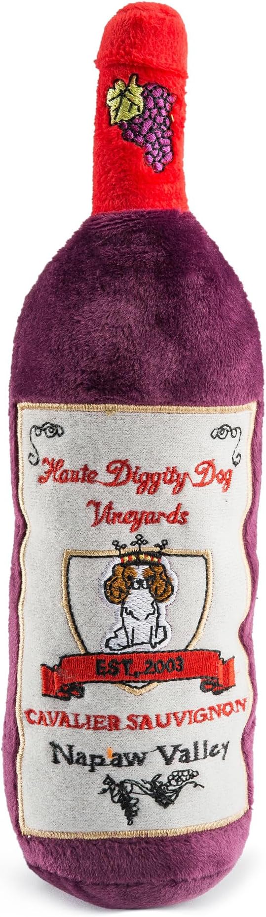 Cavalier Sauvignon, Plush Designer Dog Toys with Interactive Squeaker, Stimulating Pet Enrichment, Machine-Washable & Safe Materials for All Breeds, Medium