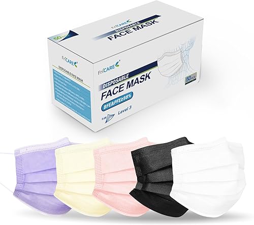 Miniatura 98 de FriCARE Mascarillas desechables, 3 capas ASTM nivel 3 grado médico, elegibles para FSA/HSA, transpirables y cómodas para alergias/protección solar