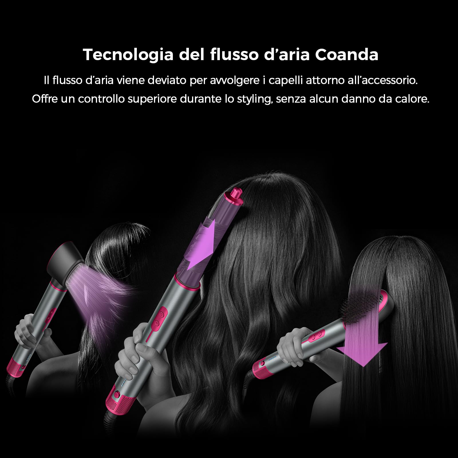 Air Styler 7 in 1, Cweixi Asciugacapelli Ionico, Arricciacapelli Automatico | Asciugatura Rapida, Spazzola Lisciante e Volumizzante, Senza Danni da Calore, Tutti i Capelli, Custodia in Pelle