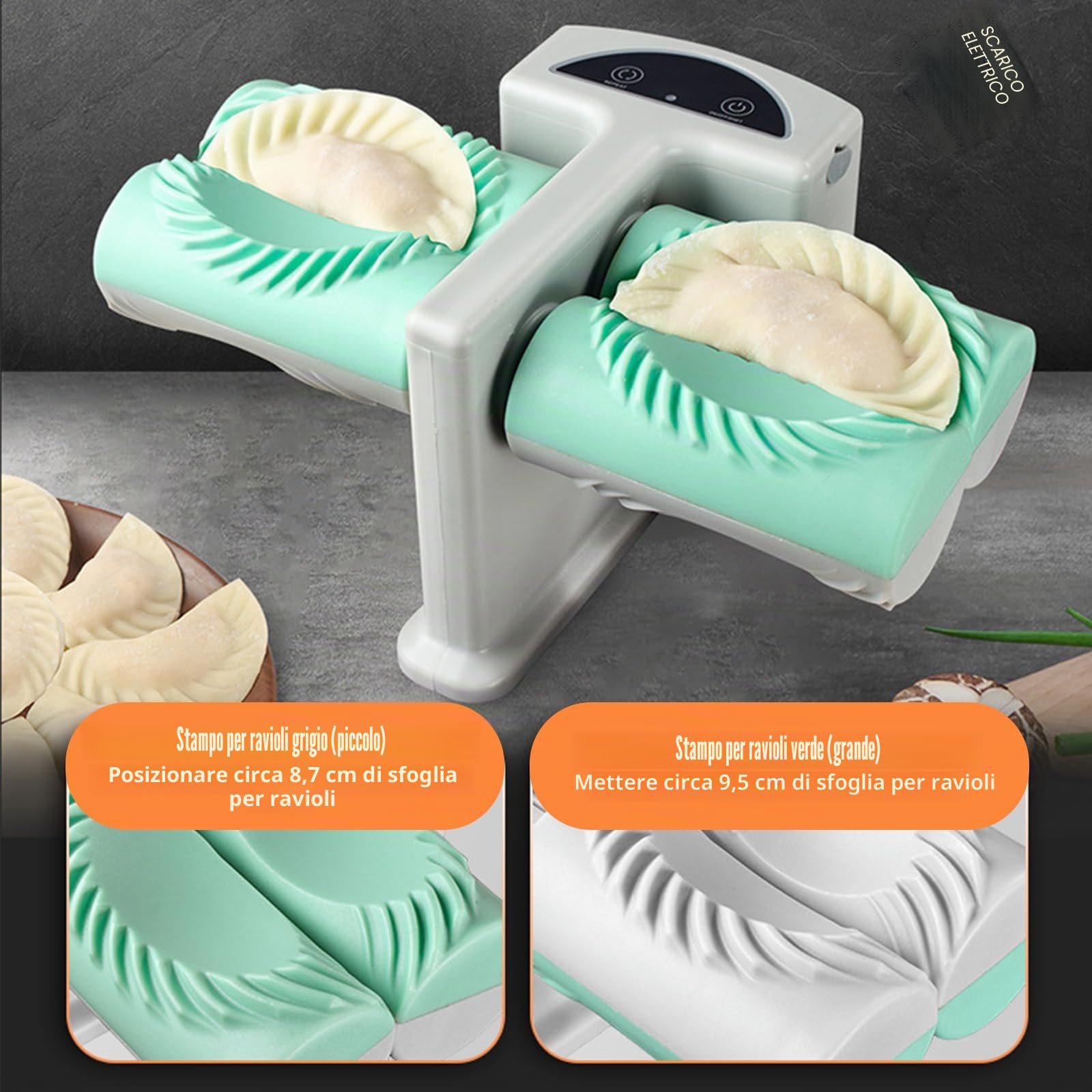 Macchina Automatica per Gnocchi e Ravioli - Formatore Elettrico per Impasto Con Doppia Testa e Spazzola - Stampo per Utensili da Cucina