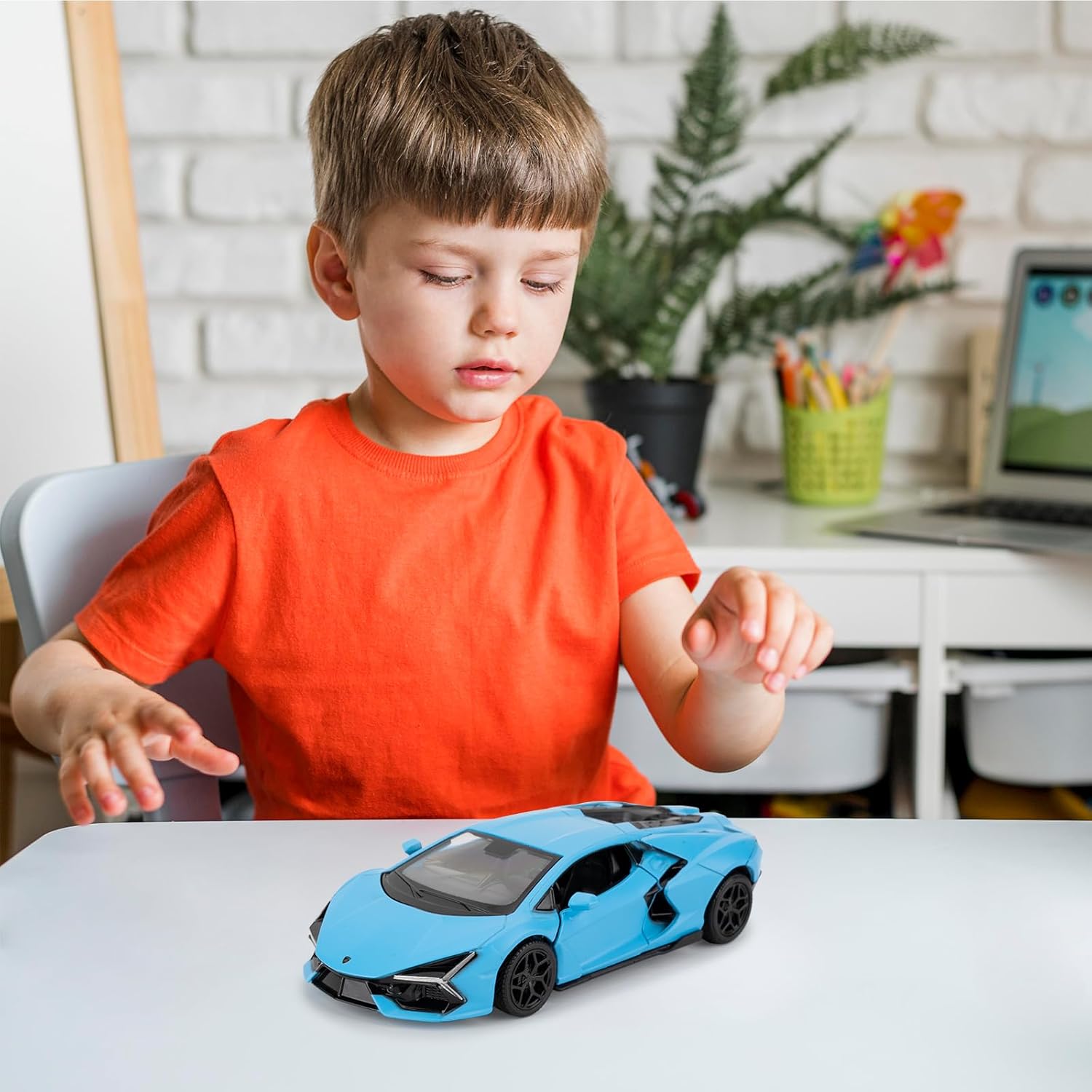 1/36 Lamborghini Reventon Toy Car, Model Car with Pull Back Function, Model Toys with Open Door, Suitable for Collection and Gift for Kids Toys (Blue)