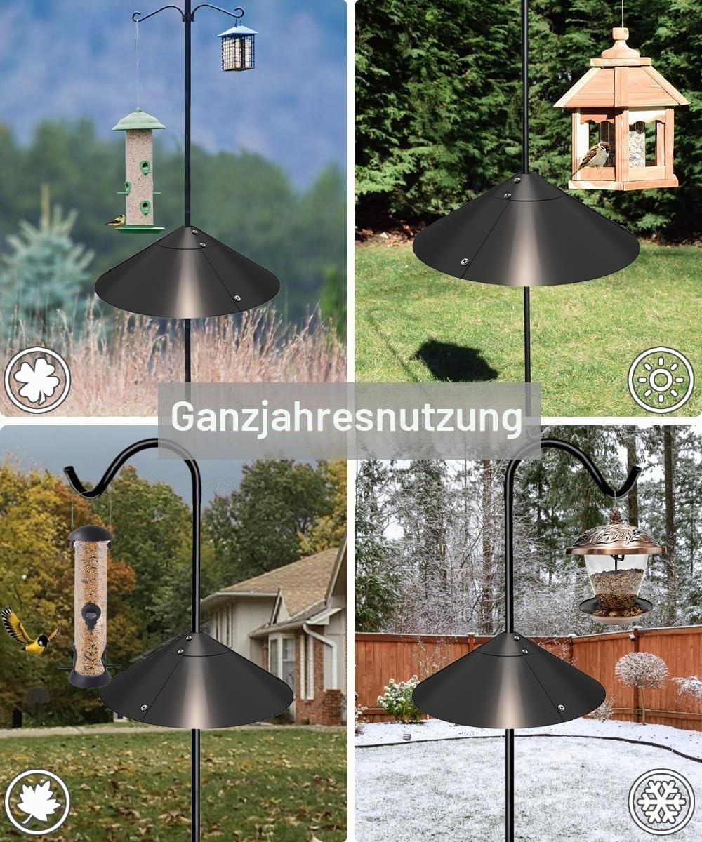 Garbuildman Eichhörnchenkuppel aus verzinktem Stahl für Vogelfutterstangen, externer Vogelkastenschutz für Schäferhaken, 482 mm Durchmesser, Einzeleinheit
