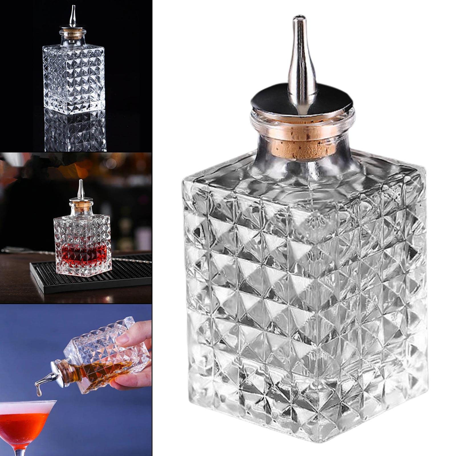 2 Pezzi di Vetro Amaro Bottle Dasher Bottle Decanter per Bar a hogar