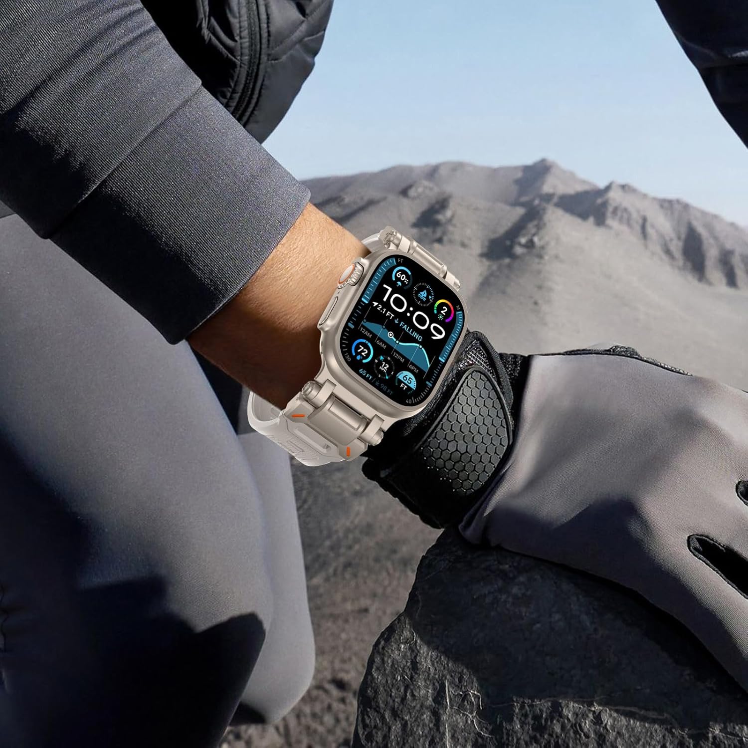 FULLIFE Designed for Apple Watch Band Apple Watch Ultra 3/2/1 49mm for Men, Silicone Rubber Bands with Metal Connector for Apple Watch Series 11/10 46mm, 9/8/7 45mm, SE2/SE 6/5/4 44mm, 3/2/1 42mm - Image 6