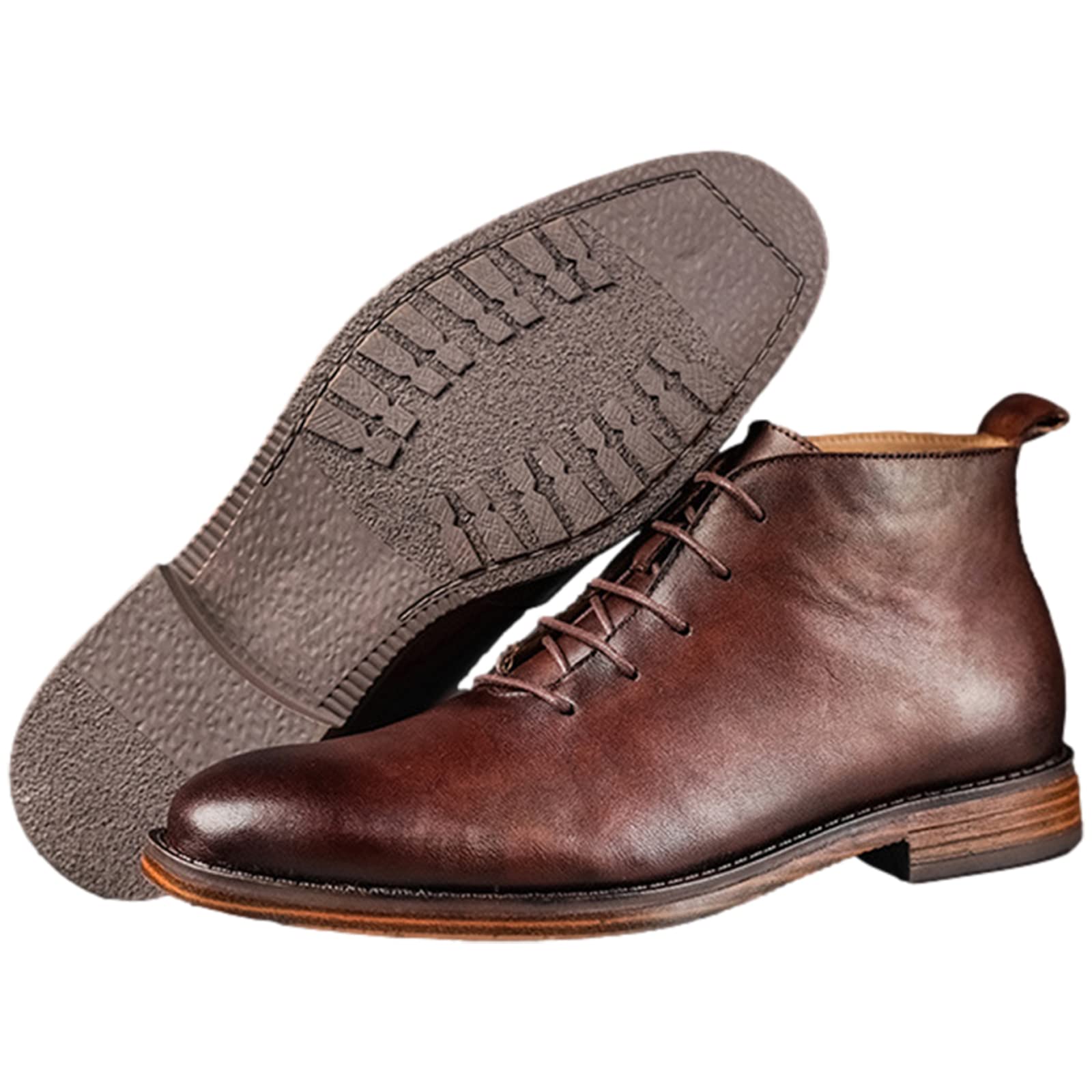 rismart Botas de Piel para Hombre Vestir Moda Tobillo Invierno Zapato Botín