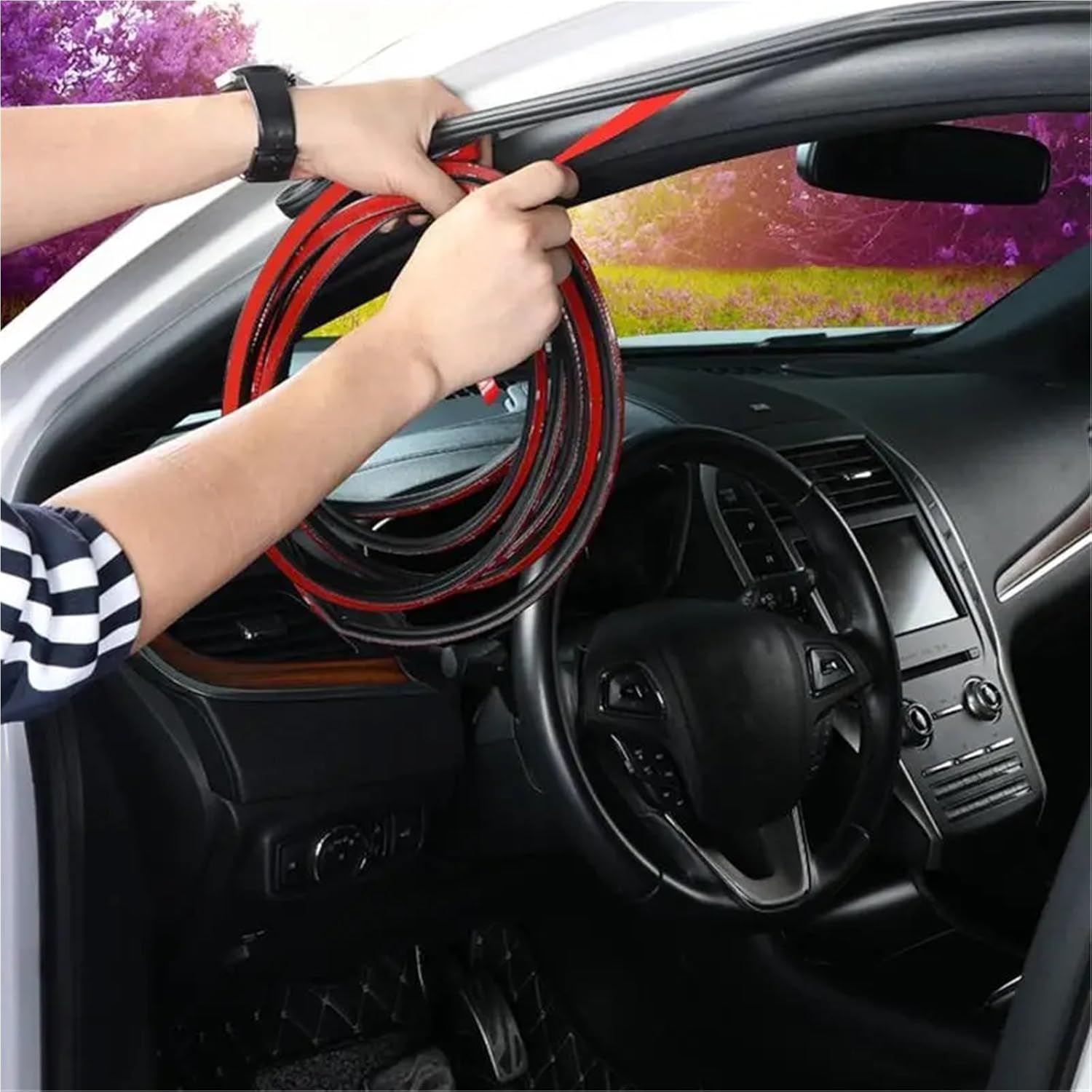 Car Weather Stripping 5/6 Holes Car Hood Rubber Seal Strip Dustproof Car Interior Accessories To Replace D P Z And O B Strips(5 hole 4m)