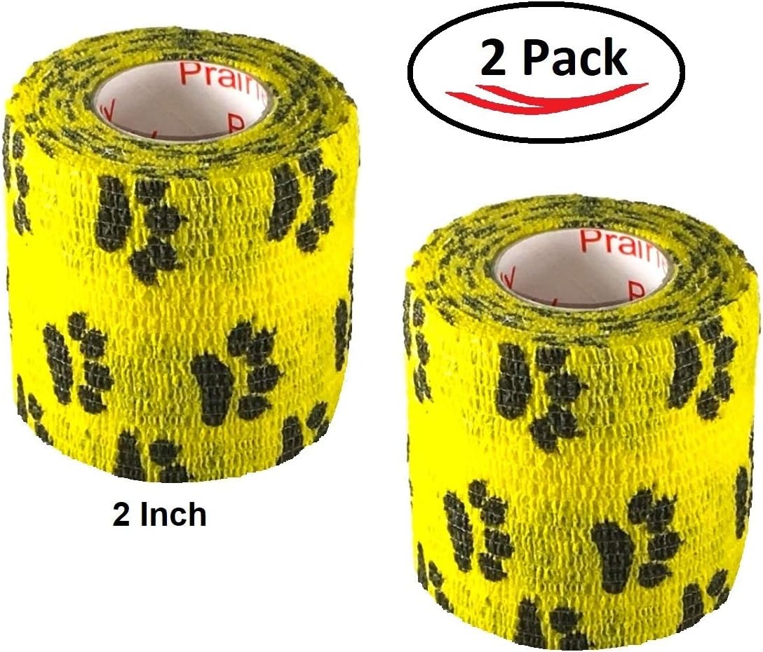 Vet Wrap Wrap Tape (Yellow with Paw Prints) (2 Pack) (2 Inch x 15 feet) Self Adhesive Adherent Adhering Cohesive Flex Self Stick Bandage Grip Roll Dog Cat Pet Horse - Image 5