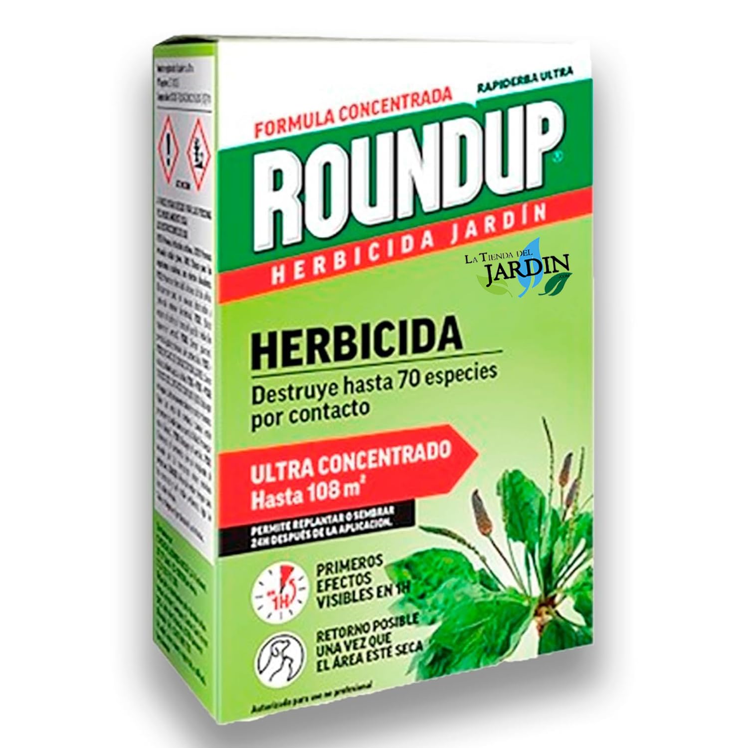 Suinga Herbicida Total ROUNDUP profesional 500 ml | Control seguro de malas hierbas, solución potente para jardines, huertos y exteriores | Elimina hasta 70 especies de hierbas y musgo