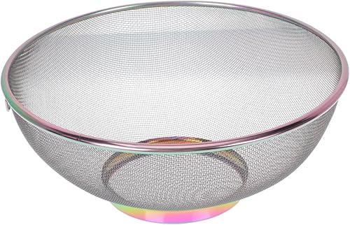 NUOBESTY Colador de cocina de malla fina de acero inoxidable para lavar frutas, verduras y granos, filtro de alimentos para un drenaje eficiente del