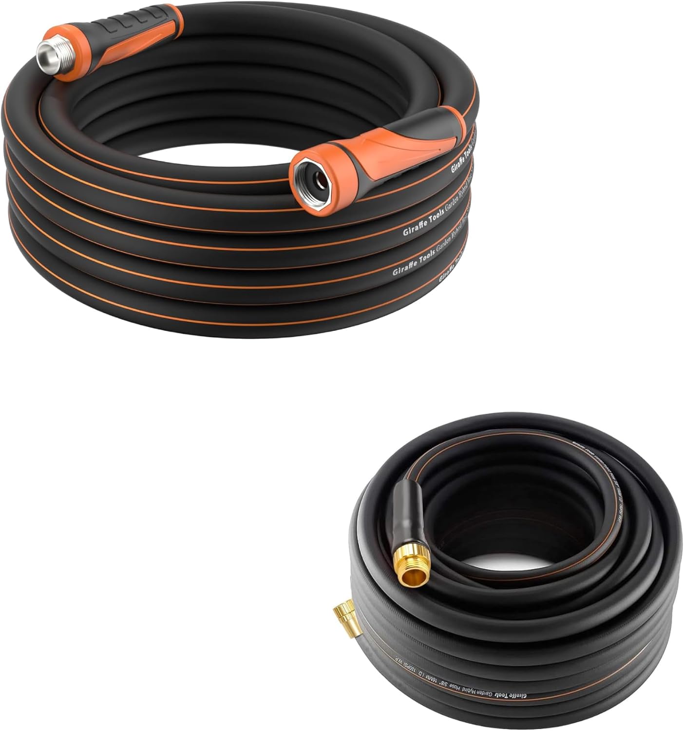Giraffe Tools Garden Hose 75ft x 5/8"and Garden Hose 50ft x 5/8", Water Hose Heavy Duty, Flexible, Lightweight Hybrid Hose with Swivel Handle, Male to Female Fittings, Burst 600 PSI