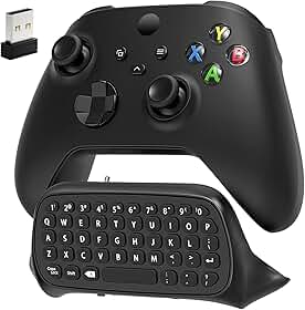 Teclado de controle para Xbox Series X/S/One/One S, teclado de mensagens sem fio com receptor USB, entrada de áudio/fone de ouvido, acessórios de jogos para Xbox (controle não incluído), preto