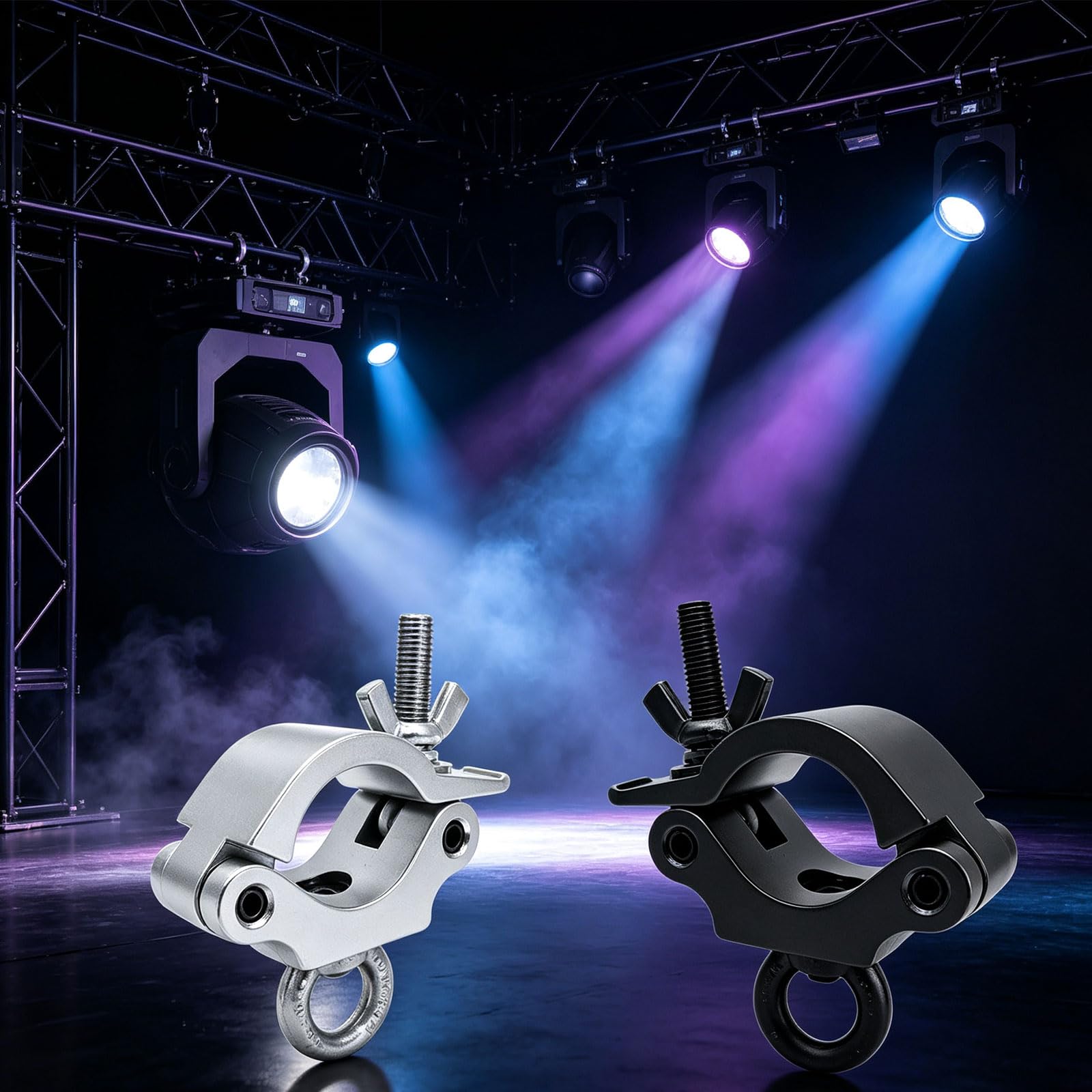 Morsetto per tubo con telaio in alluminio, carico, Black 2PCS