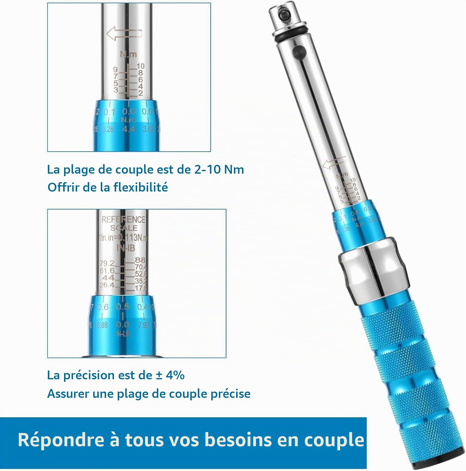 Clé Dynamométrique pour Vélo et Moto 2-10 NM Précision ±4% Clé Dynamométrique avec Boîte de Rangement pour Vélos Route y Montagne, Moto