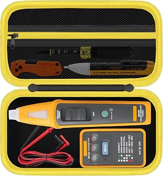 حقيبة صلبة لجهاز Fluke BK120 SmartTrace Breaker Finder and Socket Tester & GFCI Outlet Tester and Accessories، حقيبة منظم تخزين الأدوات الكهربائية، حقيبة باللونين الأسود والأصفر فقط