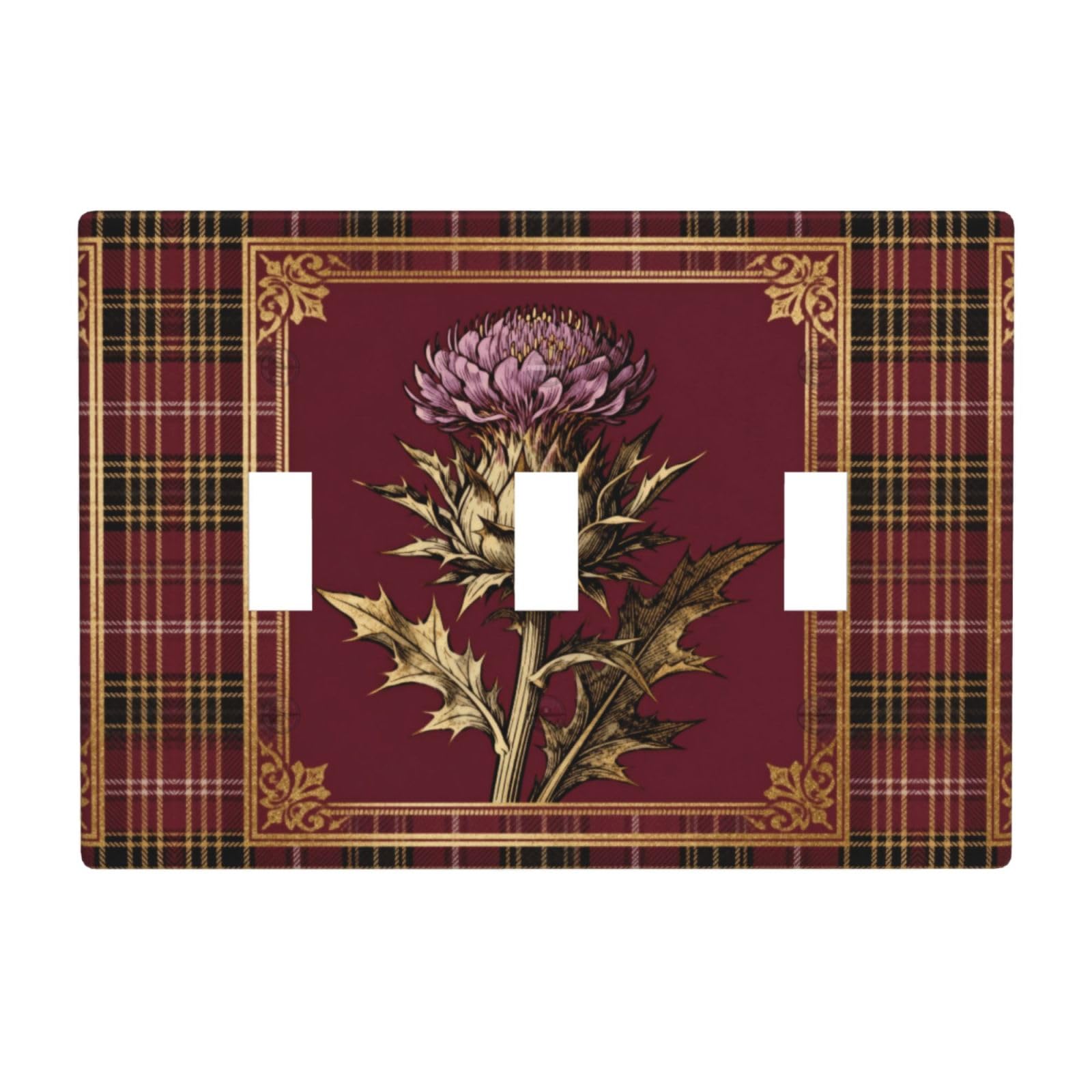 thistle 3 Gang Switch Plate Cover-Unbreakable Polycarbonate Wall Plate, Heat Resistant Toggle Switch Decor for Home