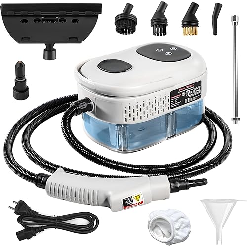 Handheld Steam Cleaner, 1000ml Water Tank, 15S Heat-up Time, Multipurpose Steamer for Home Use, Pressurized Steamer for Cleaning Floor, Upholstery, Grout and Car White