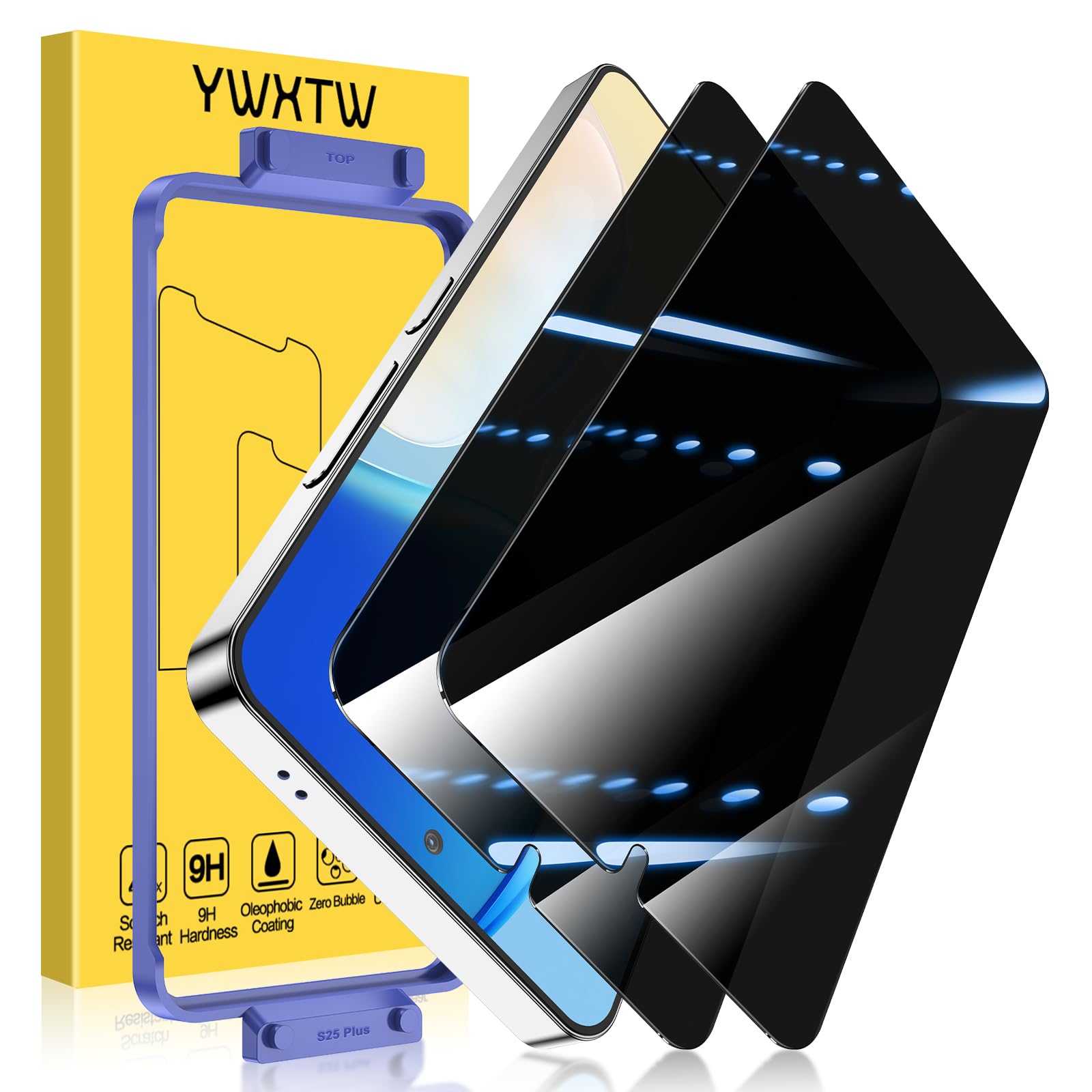 YWXTW EZ Unlock for Samsung Galaxy S25 Plus Privacy Screen Protector, [0.01S Ultrasonic Fingerprint Support] [Not Glass] 23° Anti Spy Private S25 Plus