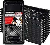 Great Andrew 4 Inch Paint Tray Liners, 12 Pack Disposable Plastic Roller Trays for Small DIY Projects, Sturdy & Spill-Proof (Black)