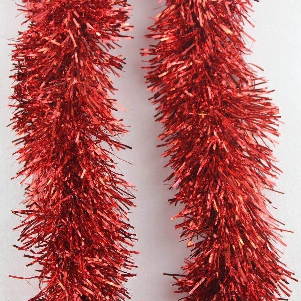 EliteKoopers 2M Red Chunky Shiny Glitter Christmas Tree Garland for Birthday Party Wedding Decoration (3 Pcs)