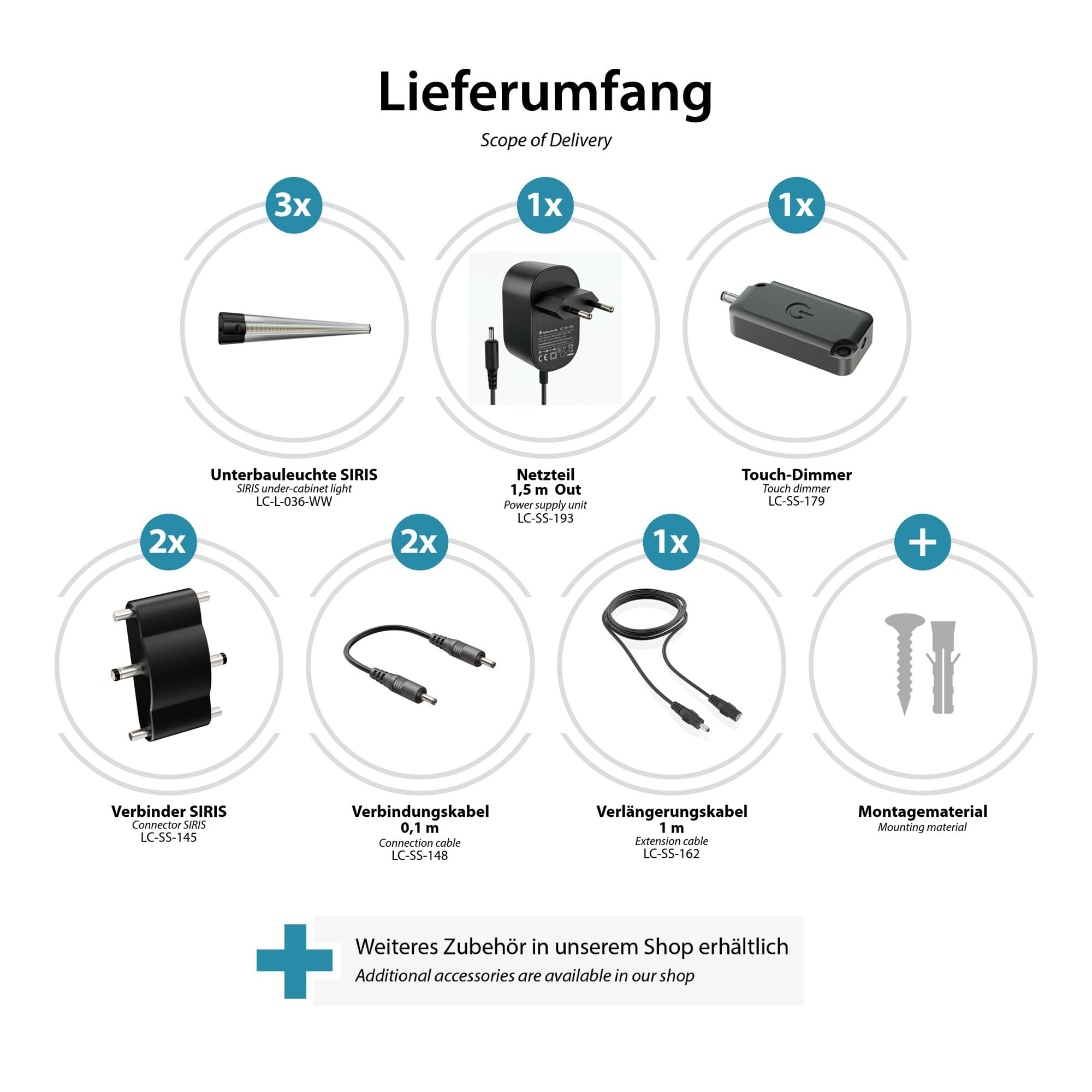 parlat LED Unterbau-Leuchte Siris, Touch-Dimmer, flach, je 50cm, je 531lm, warm-weiß, 3er Set