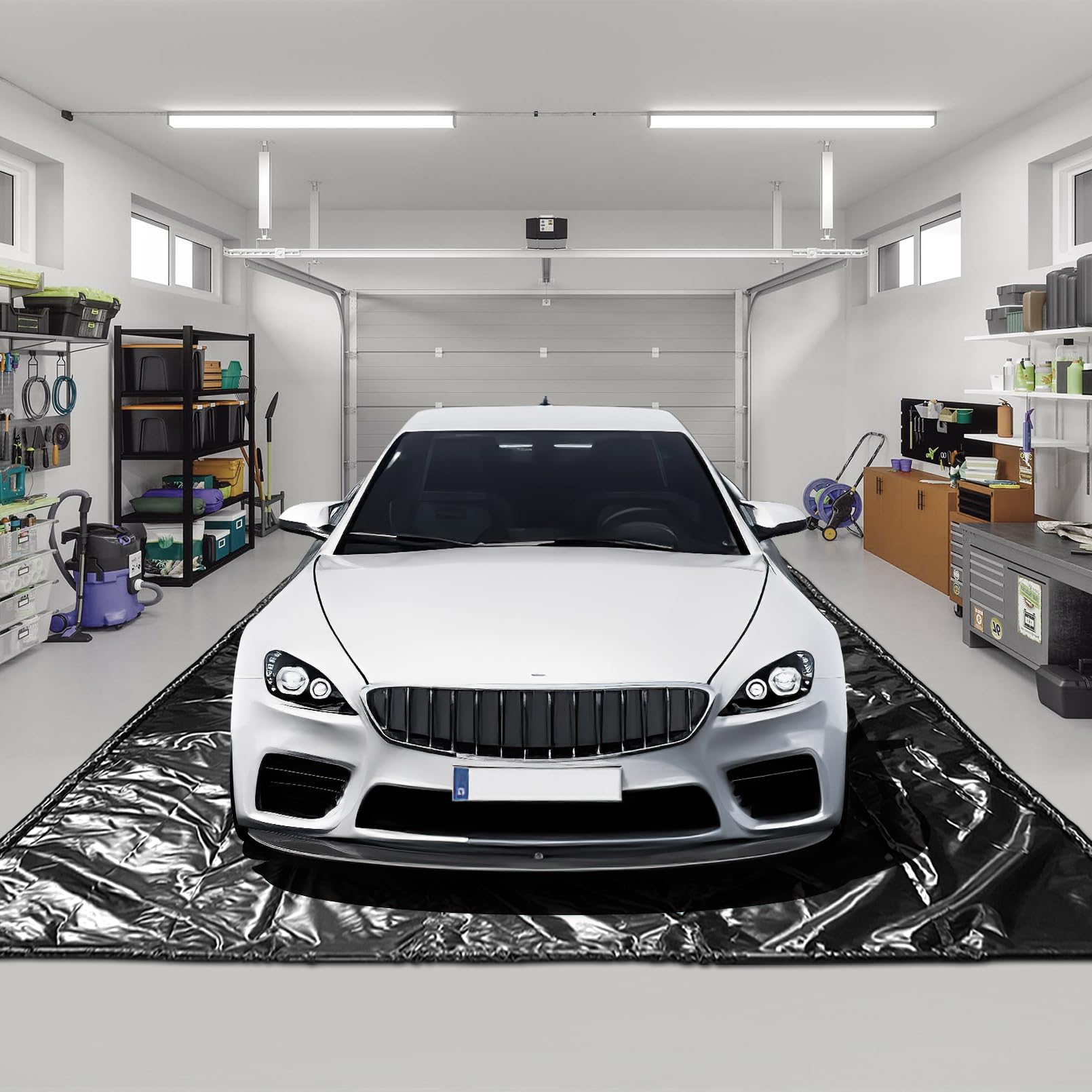 VEVOR Garagenbodenmatte 1493,52 X 1828,8 X 2,4 Mm Werkstattboden 820-850 G/m² Garagenboden Filz & TPE Öl Auffangmatte Garagenmatte Servicematte Bodenschutz Bodenplatten Für Garage