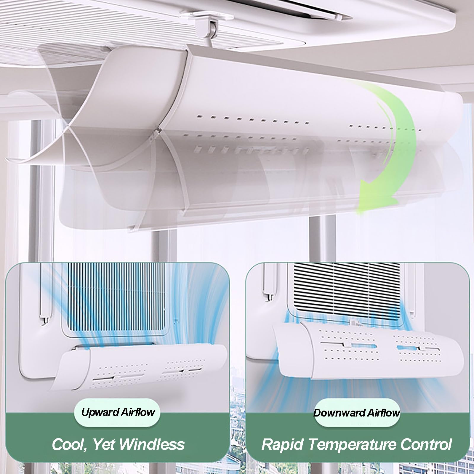 4 Pezzi Deflettore Condizionatore Universale per Bocchette di Ventilazione, Deflettore Aria Condizionata Telescopico Anti-Corrente d'Aria