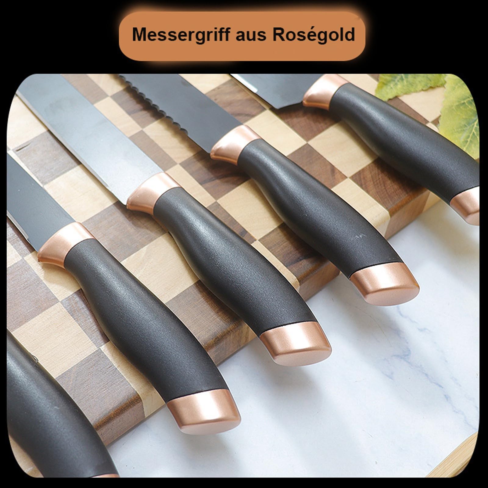 Küchenmesser Set 19 Teiliges Küchenutensilien Set Silikon Küchenhelfer Set mit 12 Kochutensilien,5 Messern,Schneidebrett und Halter,Spülmaschinengeeignet (Blau)