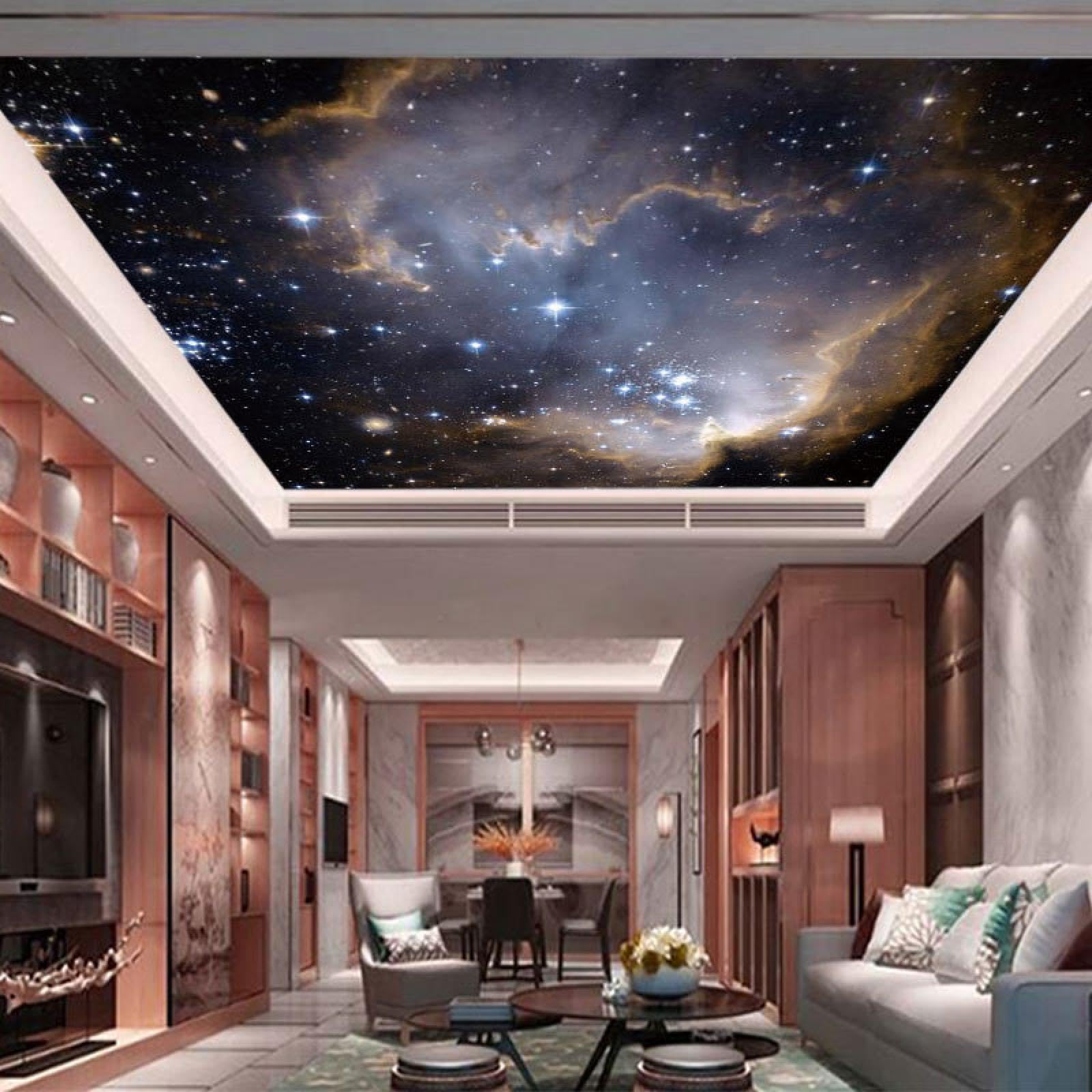 YOZYOOOZ Starry Sky Night Sky Galaxy Stars Ceiling Peel and Stick 3D Mural Wall Art Decoration Suitable for Bedroom Living Room Wallpaper