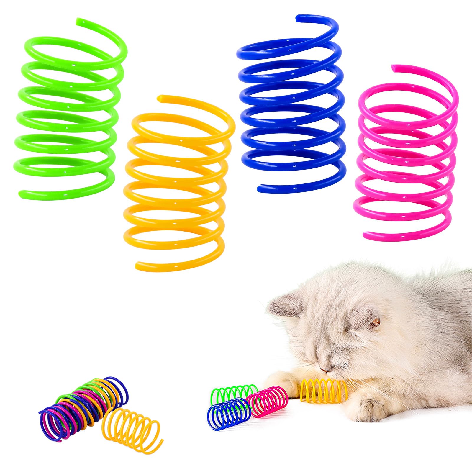 Cat Spring Toys, 16 pcs Plastic Coil Spiral Springs Toys, Kitten Interactive Toys For Indoor Swatting Biting Playing, Random Color