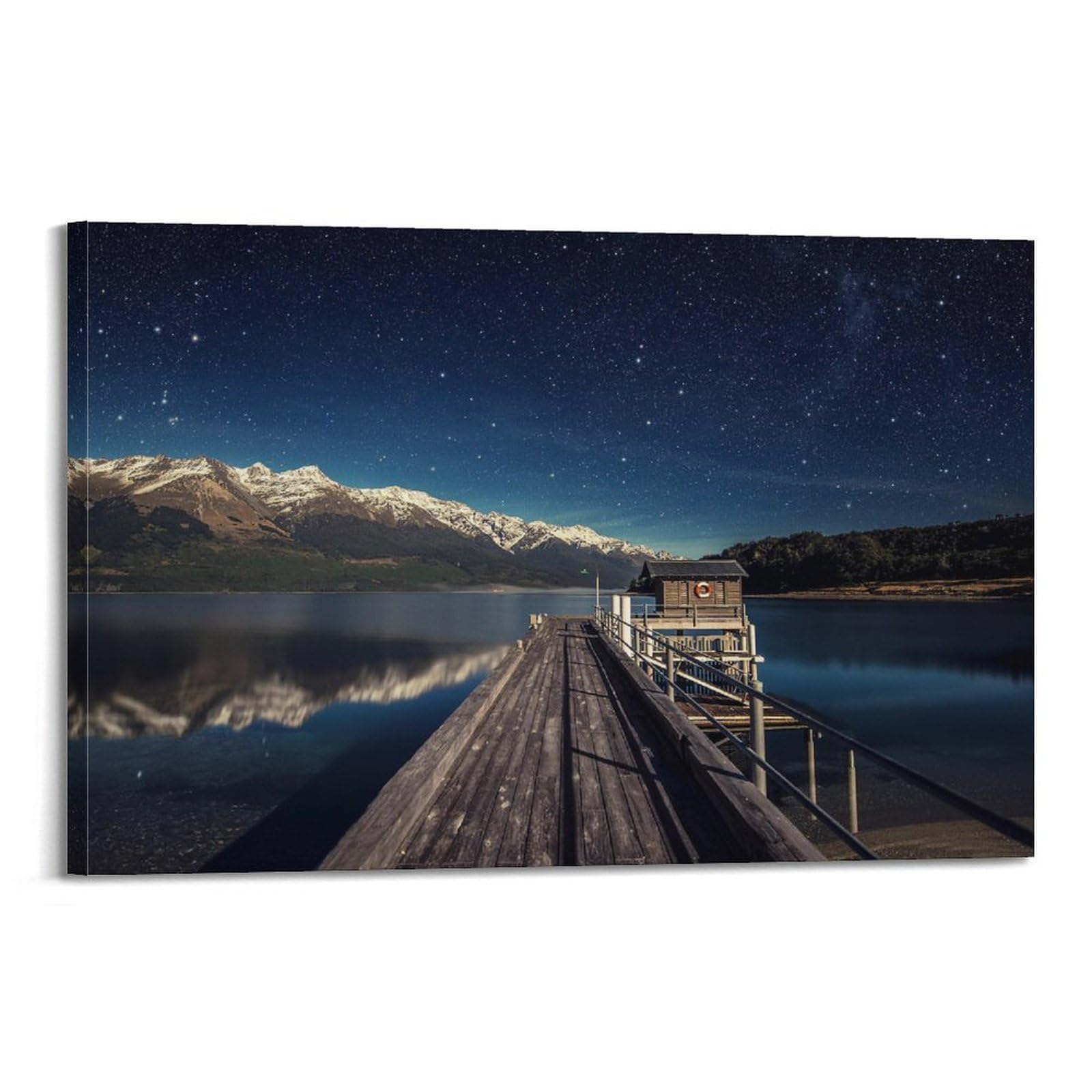 CXHJCA Mural Nature Poster Moonlit Night Bridge Lakes Nature Scenery Poster Decorative Painting Canvas Wall Posters And Art Picture Print Modern Family Bedroom Decor Posters 12x18inch(30x45cm)
