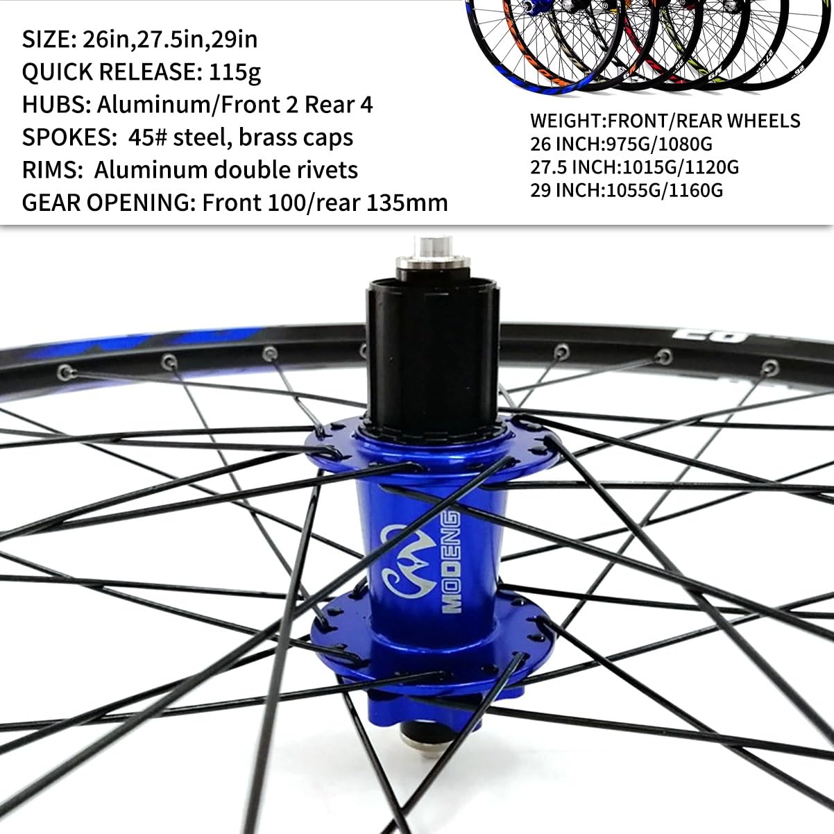 Juego De Ruedas Para Bicicleta De Montaña 26 27.5 29 Pulgadas Liberación Rápida | Freno Disco Llanta 32H Ruedas Delanteras Traseras Para Cassette 8-11 Velocidades(Gold,27.5in)