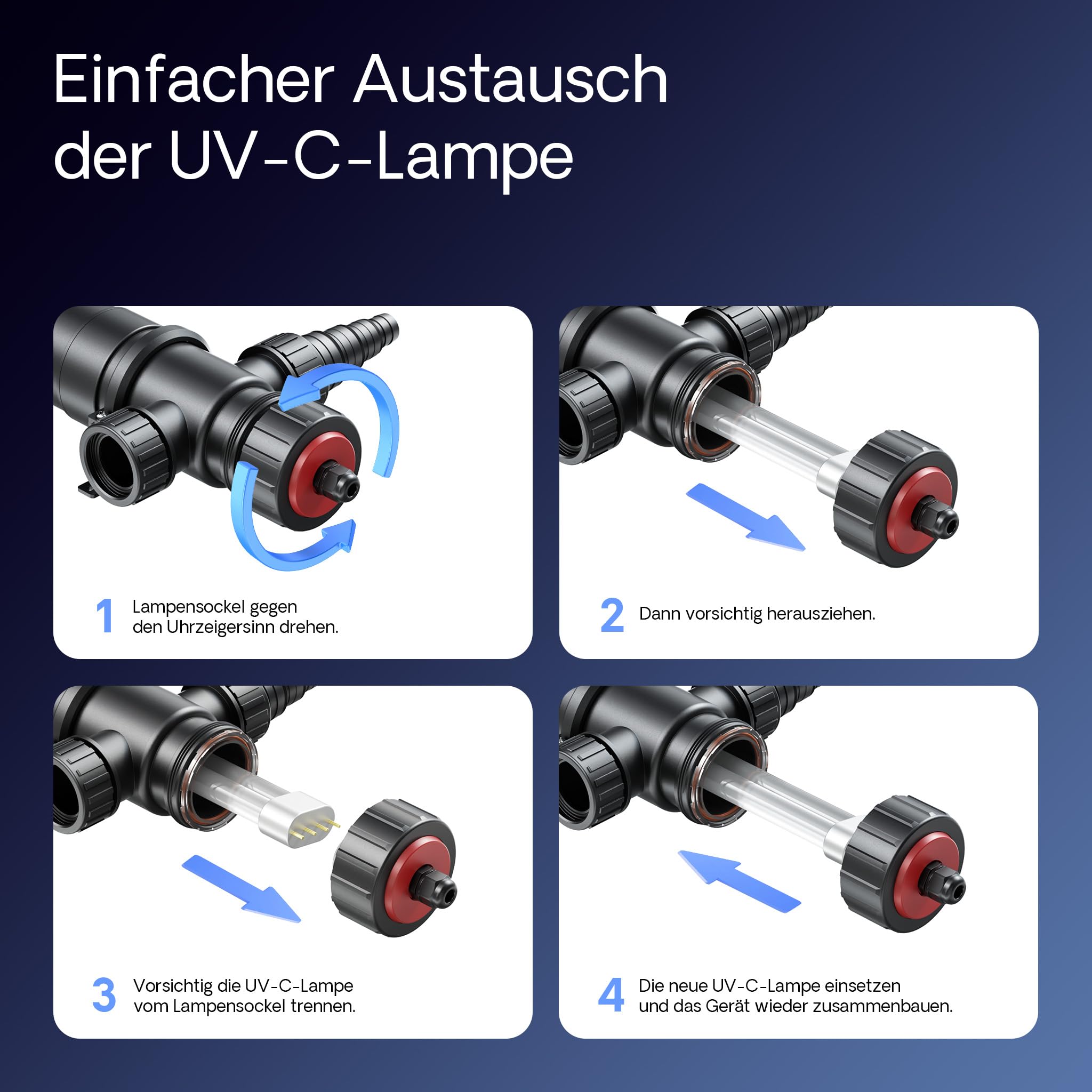 SunSun CUV-136 Teichklärer 4500 l/h / 36 W UVC Vorklärgerät für Teichfilter & Teichpumpe Wasserklärer mit UV-Lampe Lichtfilter zur Algenbekämpfung