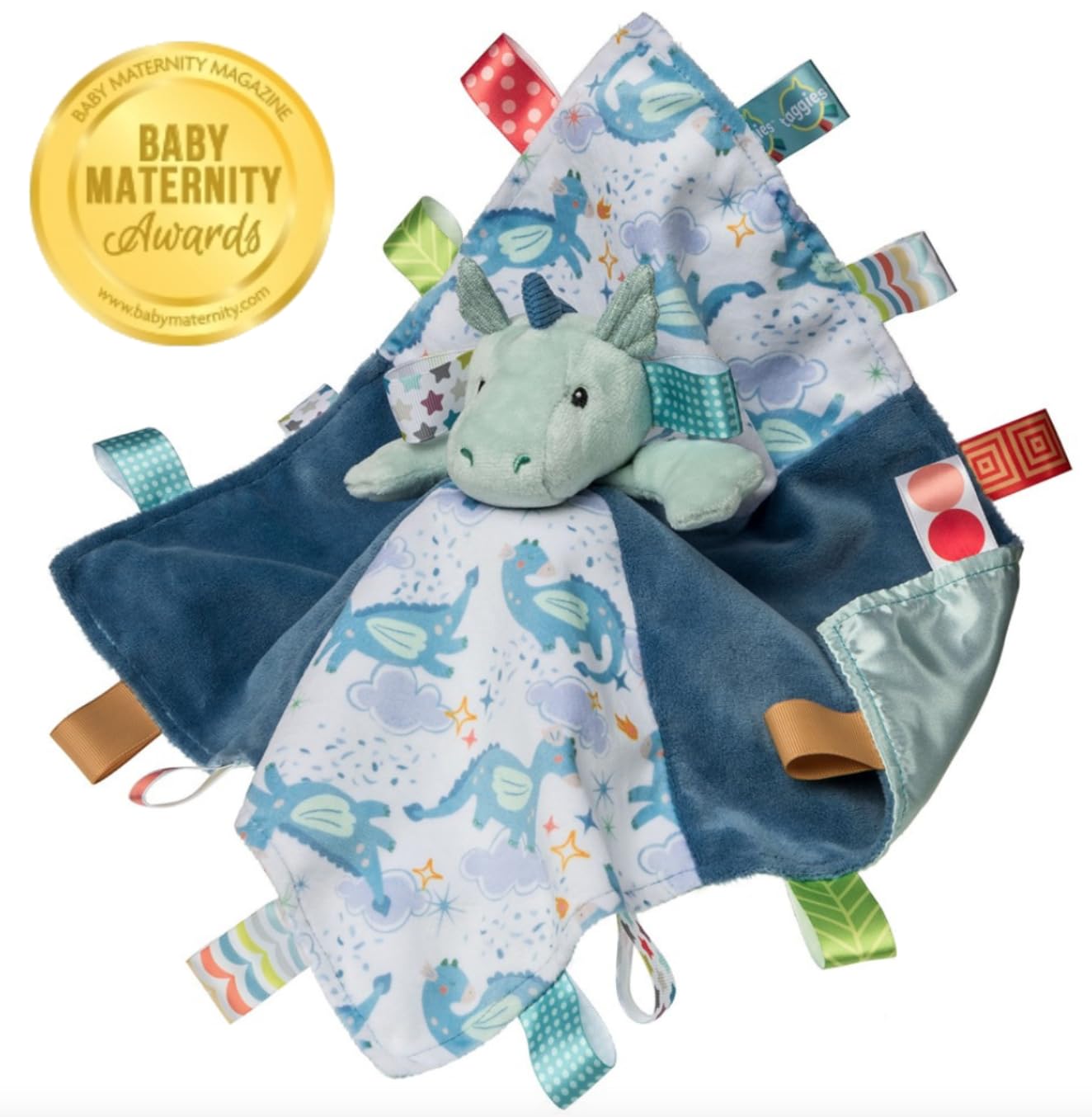 Taggies Peluche Lovey Couverture de sécurité avec étiquettes sensorielles 33 x 33 cm Drax Dragon