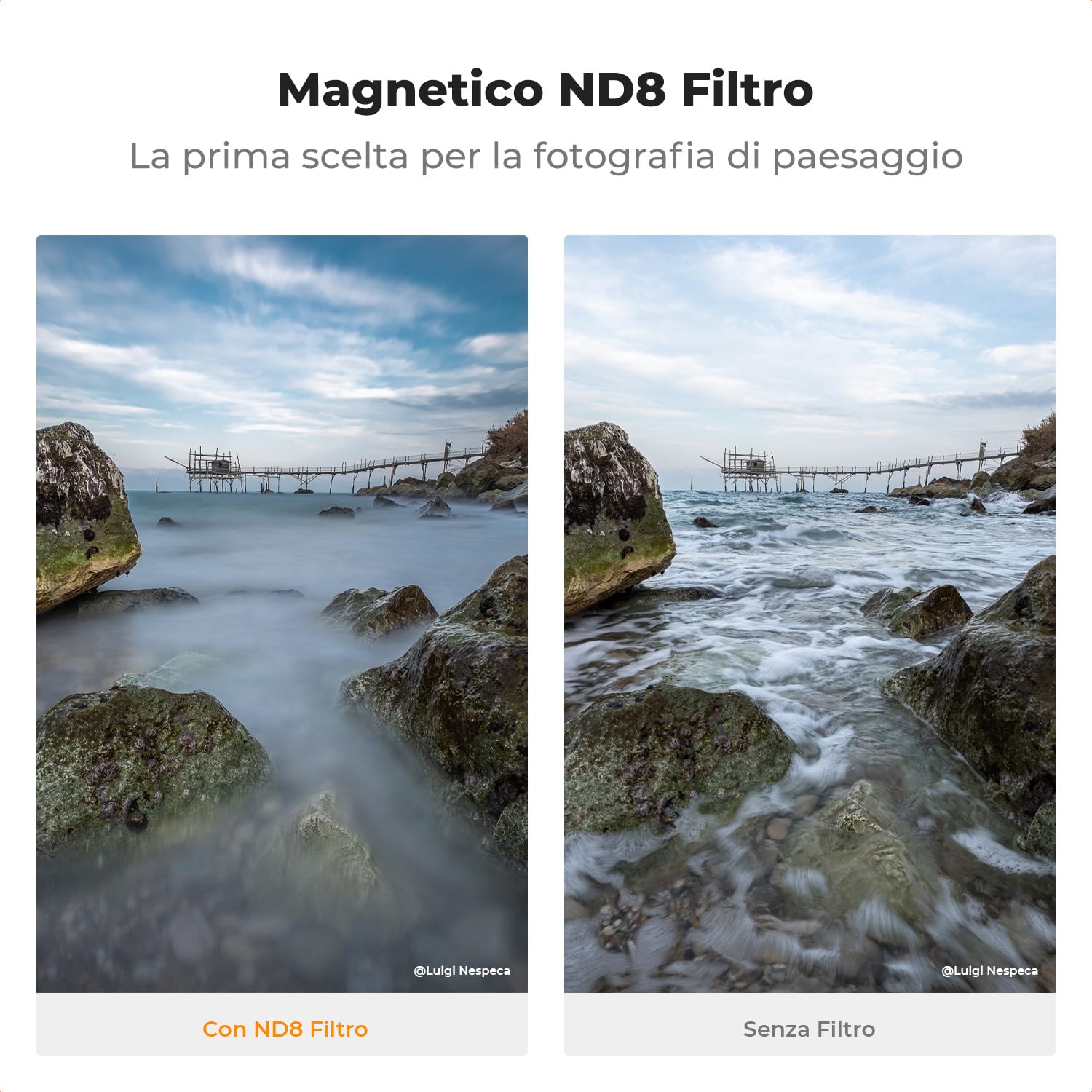 K&F CONCEPT Nano-Xcel 82mm Filtro Magnetico ND8 + Anello Adattatore