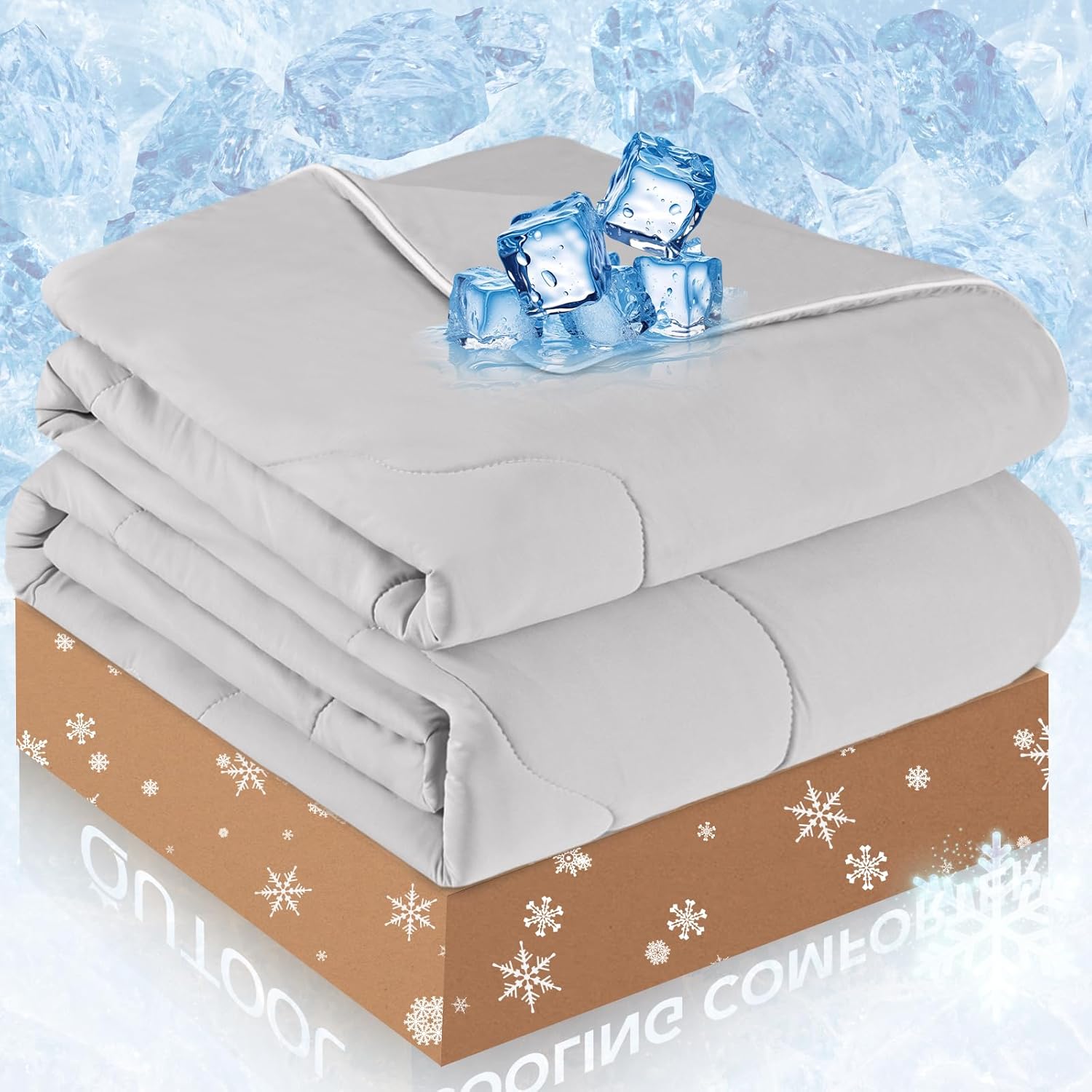 QUTOOL® Cooling Blankets for Hot Sleepers and Night Sweats All Season,Cooling Comforter Queen Size,Double-Sided Cool Technology Absorbs Body Heat Q-Max>0.4,Lightweight Breathable,Gray 90"x90"