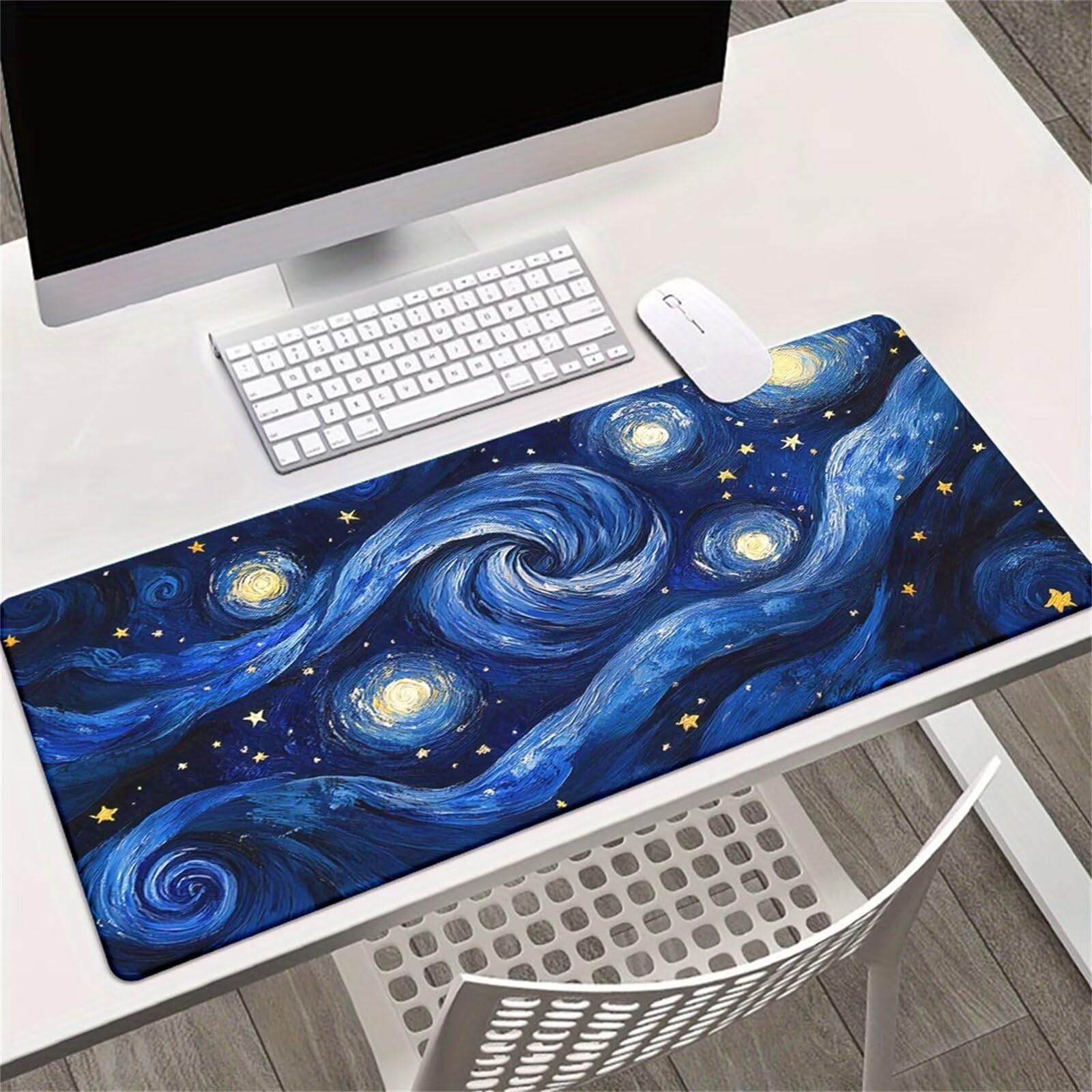 Tappetino Mouse da Gioco 1200x600x2mm, Cielo Blu Stellato Mouse Pad XXL ad Alta Precisione e Velocità, Base in Gomma Antiscivolo Ultra-Grip, Tappetino per Scrivania Tastiera e PC