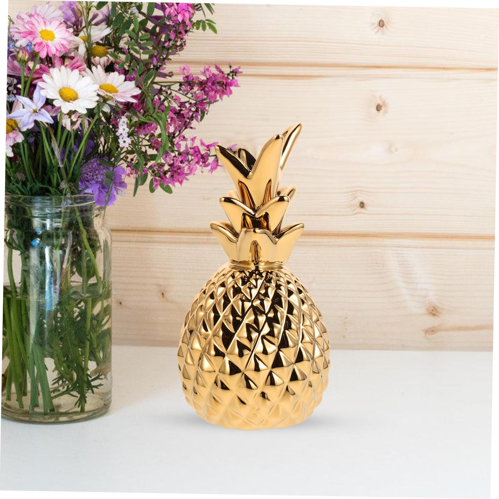 Keramik Schmuckplatte in Ananasform Gold Modern Nordisch