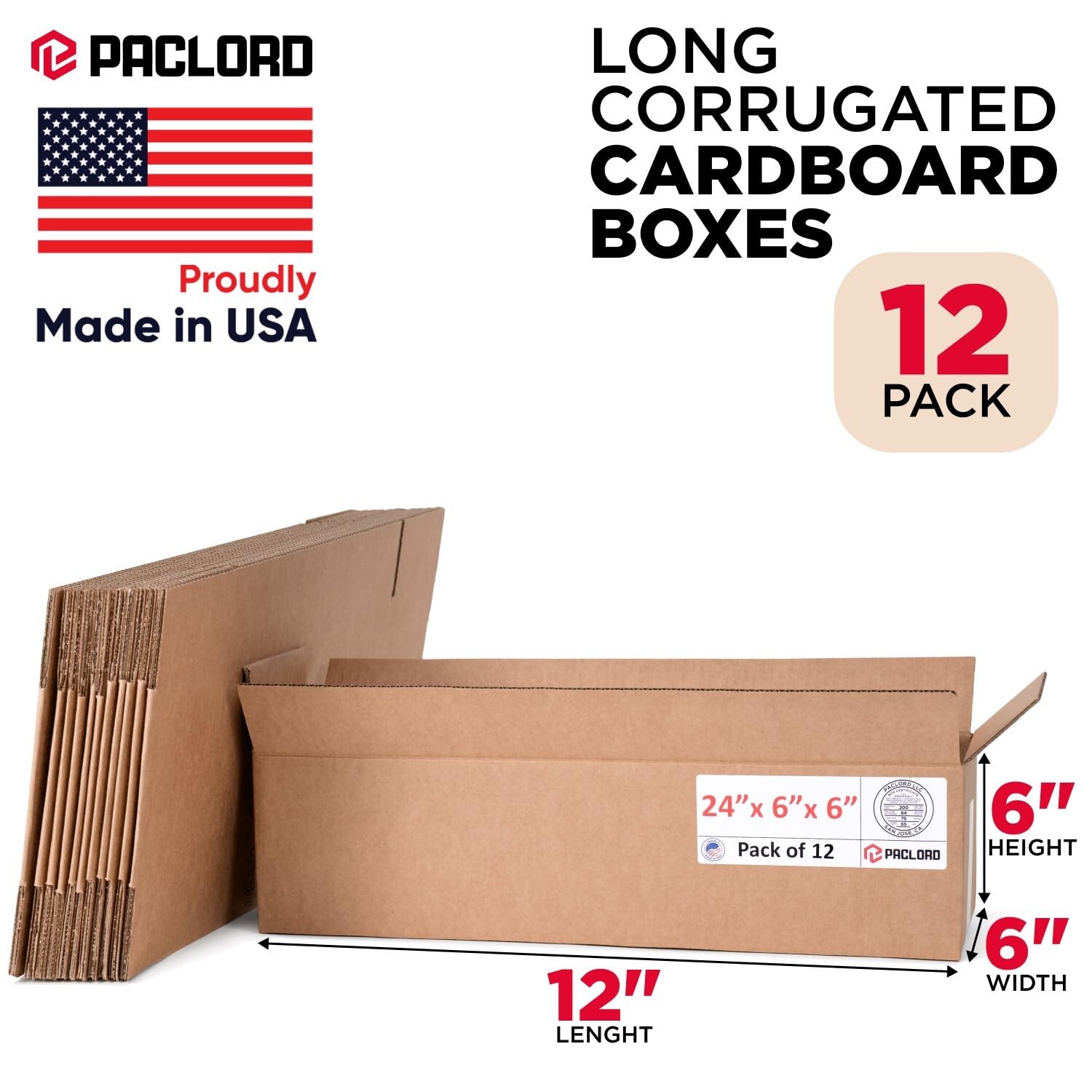 12 sztuk długich pudełek kartonowych 61 cm dł. x 15 cm szer. x 15 cm wys. – pudełka do pakowania wyprodukowane w USA do przeprowadzki, wysyłki lub przechowywania – USPS, UPS, zatwierdzone