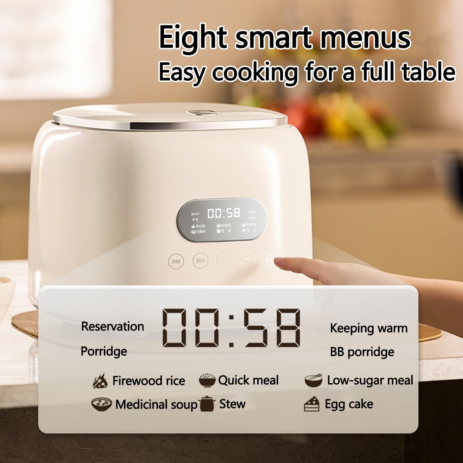Smart Starch Reducing Rice Cooker, 2.5L Low Carb Mini Appliance z koszem na pary, 8 trybów wstępnie ustawionych, opóźniony timer i ciepłe, nie-stick do zdrowych posiłków