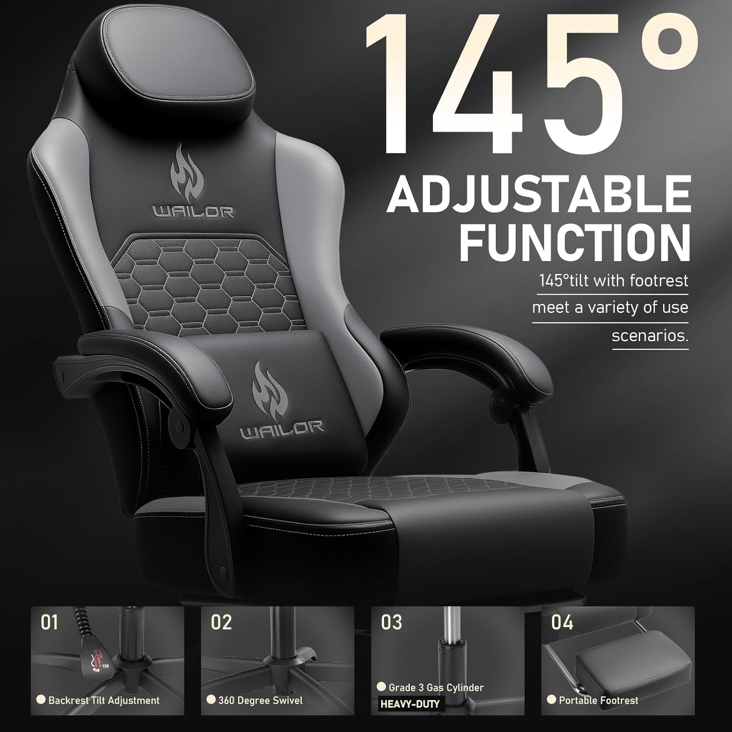 71N9jZg8lIL._AC_SL1500_ Gaming Chair with Massage and Packet Spring Cushion,Ergonomic Gamer Chairs for Adults with Footrest 300lbs,High Back Gamer Leather Chair with Headrest and Lumbar Support