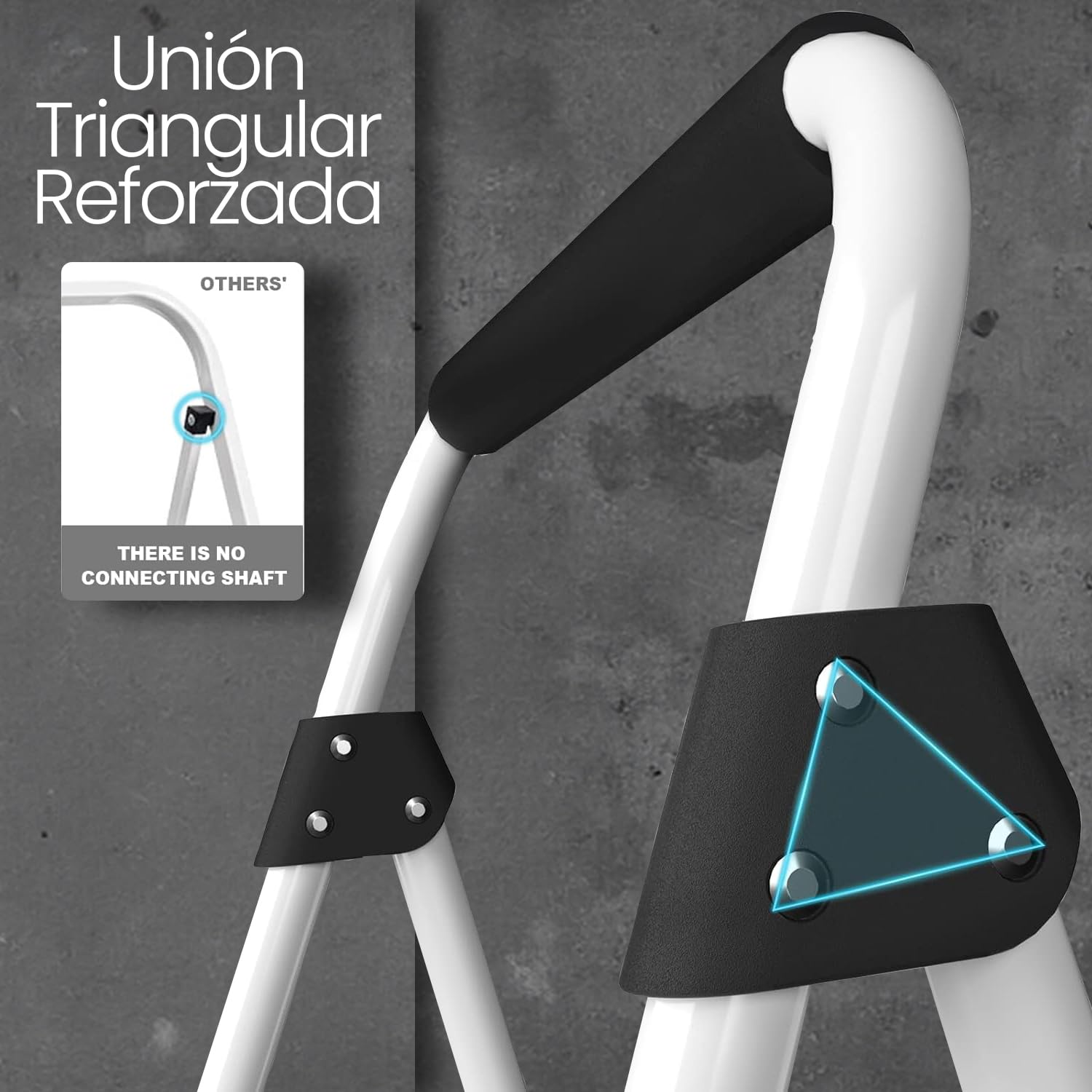 UZIRO Escalera Plegable 2 Peldaños, Estructura de Acero y Aluminio, Color Blanco, Peldaños Antideslizantes, Asa de Goma, para Hogar, Cocina, Oficina y Bricolaje