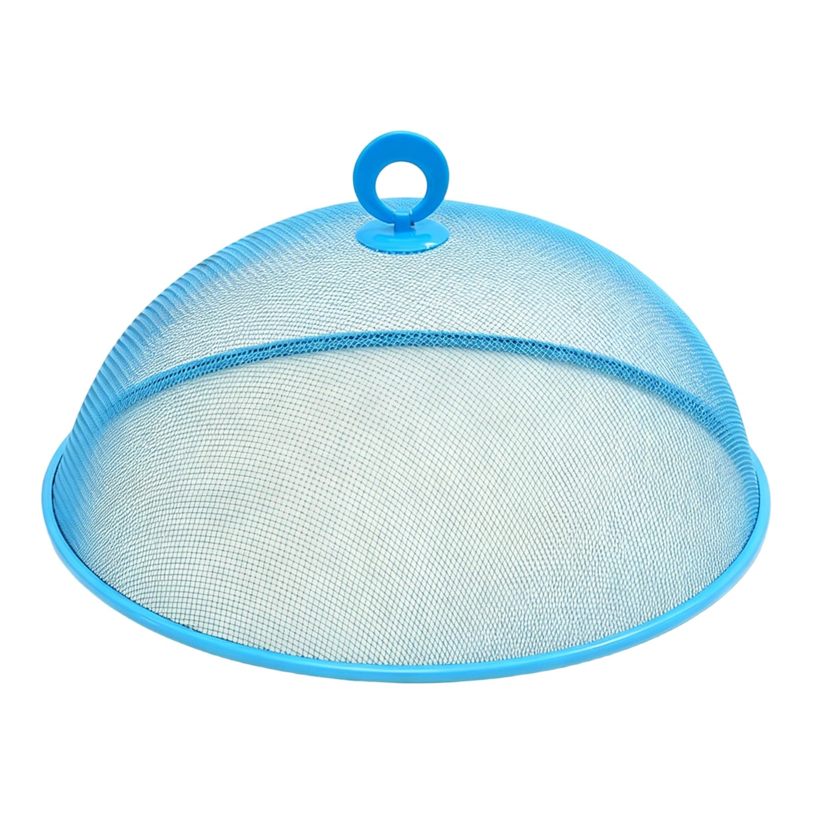 Round Metal Food Cover, Fine Mesh Food Protector Heavy Duty Cake Dome with Handle, Dustproof Net Tent for for Outdoor BBQ Picnic Blue Large