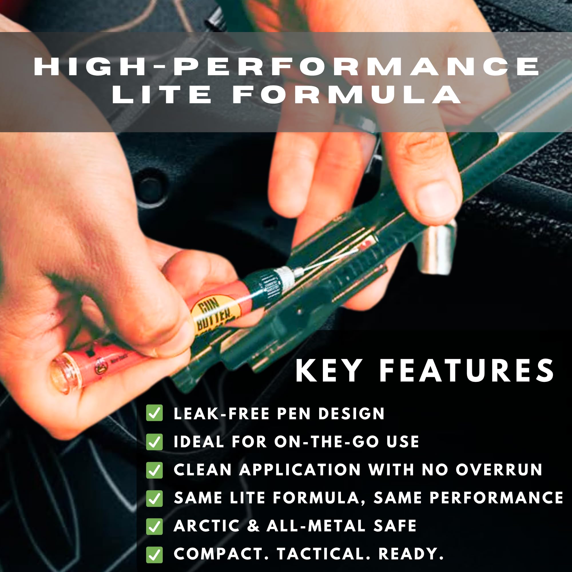 Gun Butter LITE Pen Oiler (1/4 fl oz) - All Purpose Gun Lubricant Pen Oiler & Gun Cleaner | Gun Oil for Bores, Pistols, Rifles & Firearms | Superior Durability in All Weathers and Temperatures