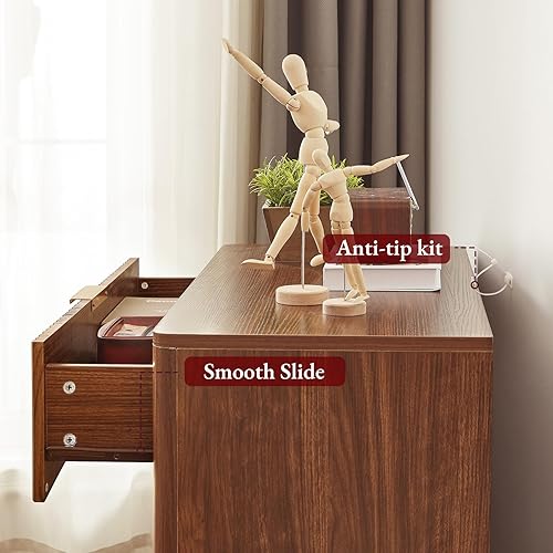 Miniatura 7 de Evermagin Juego de 2 mesitas de noche grandes acanaladas de 31.5 pulgadas de ancho x 29 pulgadas de alto, mesita de noche moderna de mediados de