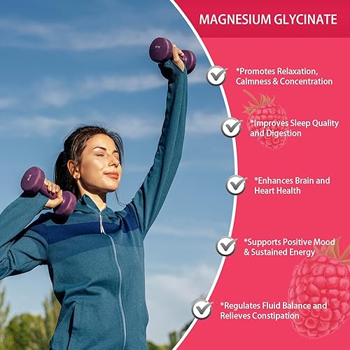 Miniatura 4 de Gomitas de glicinato de magnesio de 65 unidades, 700 mg, suplementos de glicinato de magnesio con vitaminas D, B6, CoQ10, para dormir, relajación y