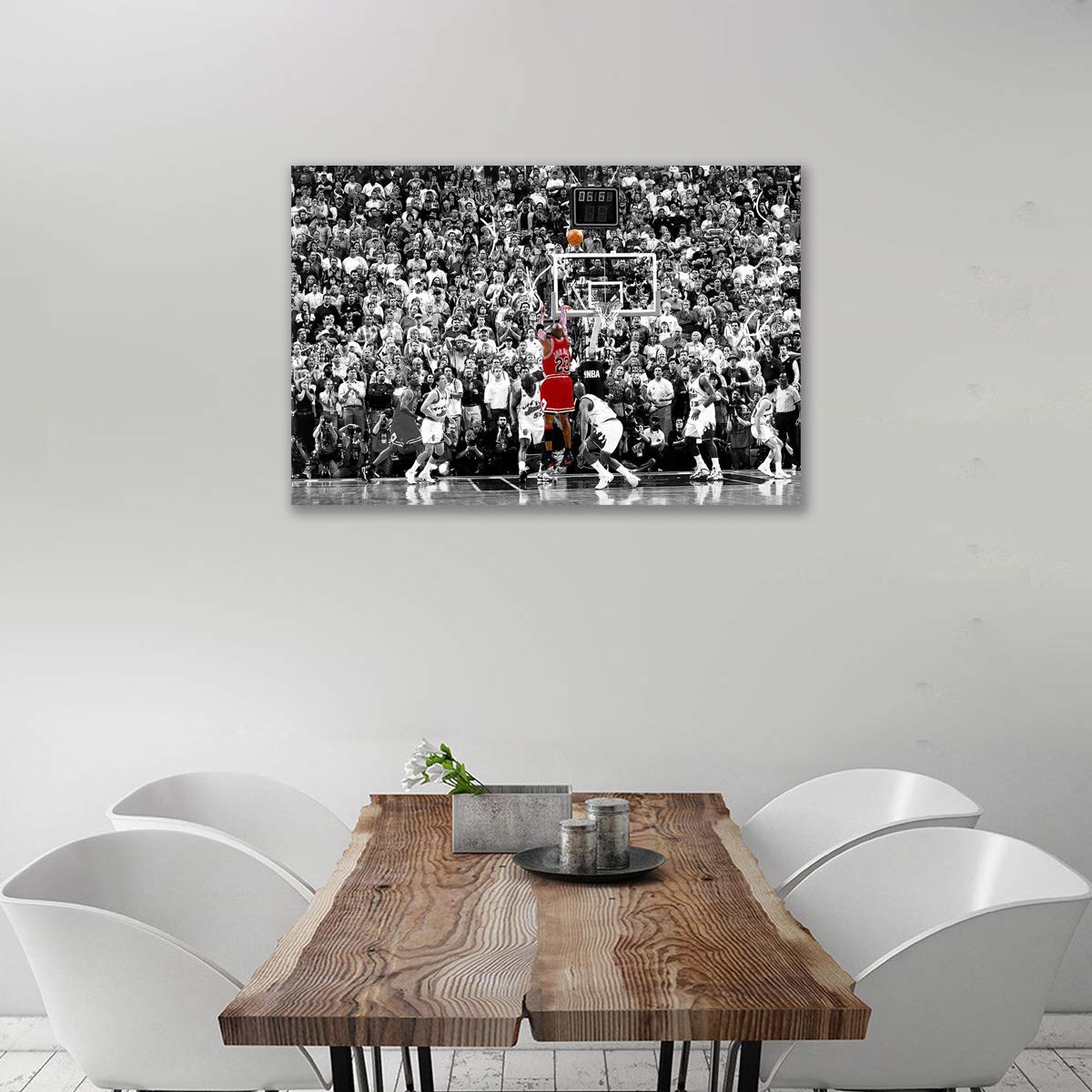 El último Disparo De Michael Jordan En 1996 Pintura De Lienzo De Arte De Pared Fan Impresión De Póster Cuadro De Pared Para La Decoración De La Sala De Estar (Art-3,50_x_70_cm(Con marco))
