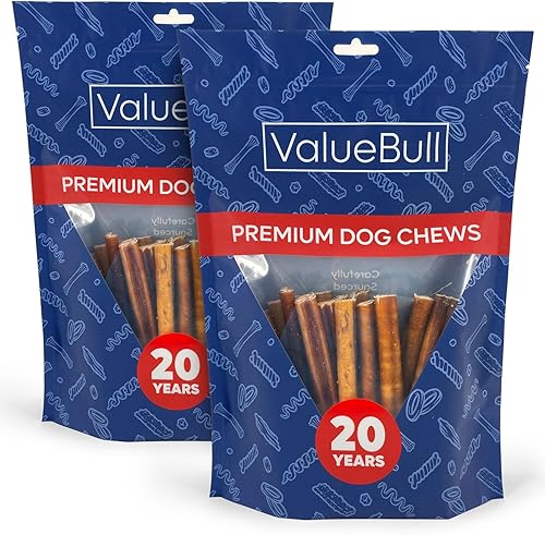ValueBull Bully Sticks para perros, medianos de 6 pulgadas, 50 unidades Golosinas naturales para perros, 100% pizzas de carne, alternativa de cuero