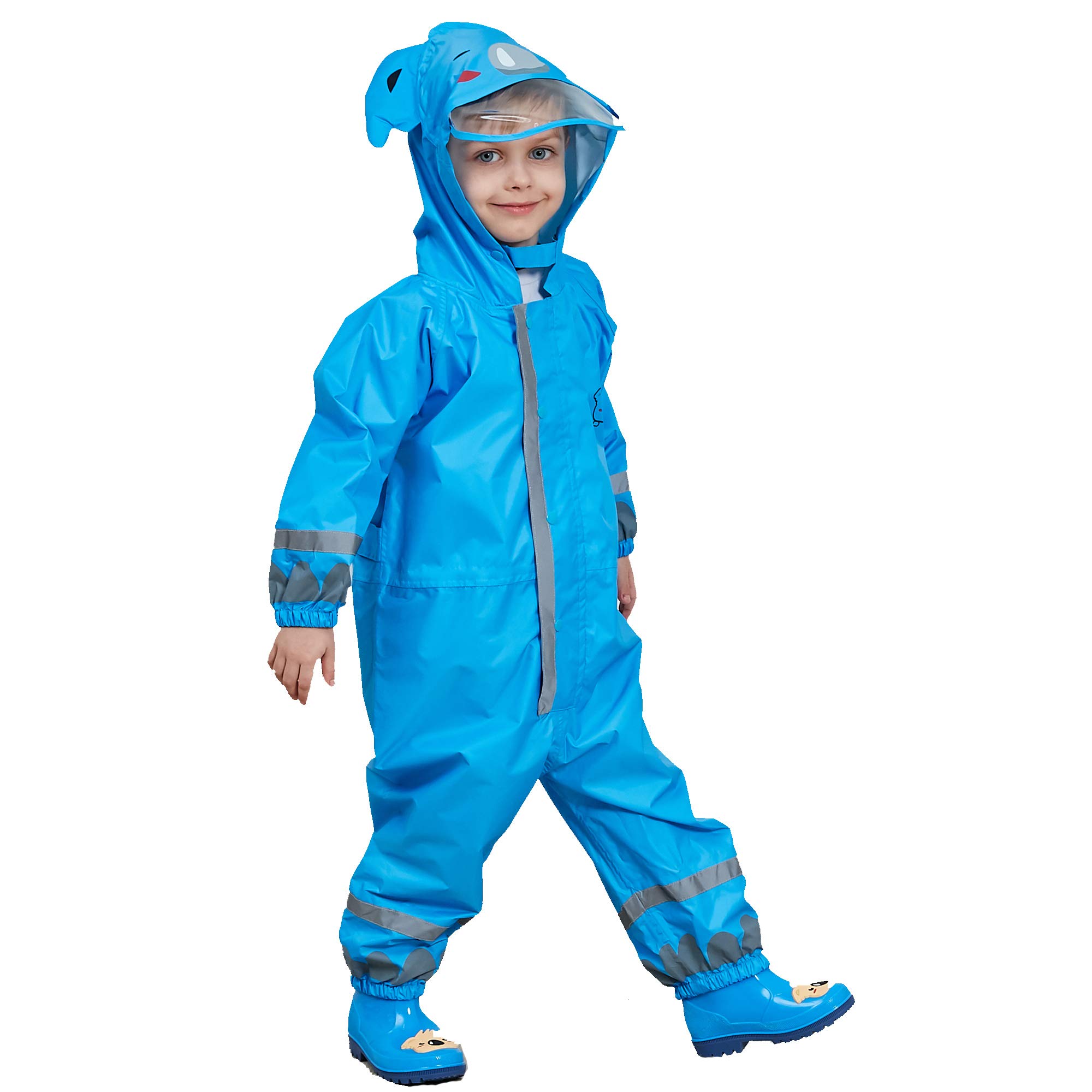 JinBei Imperméable Enfant Garcon Fille Avec Capuche Velo Complet Animal Combinaison Sport Manteaux Protection Poncho Pantalon Respirant Randonnée Pluie Unisexe 3-10 Ans
