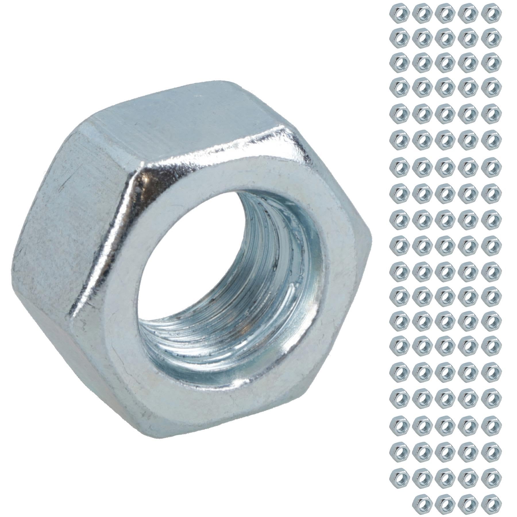 M10 x 1.5mm Hex Full Nut Fastener Hexagonal Metric Nuts Grade 8 Zinc Plated 100pk